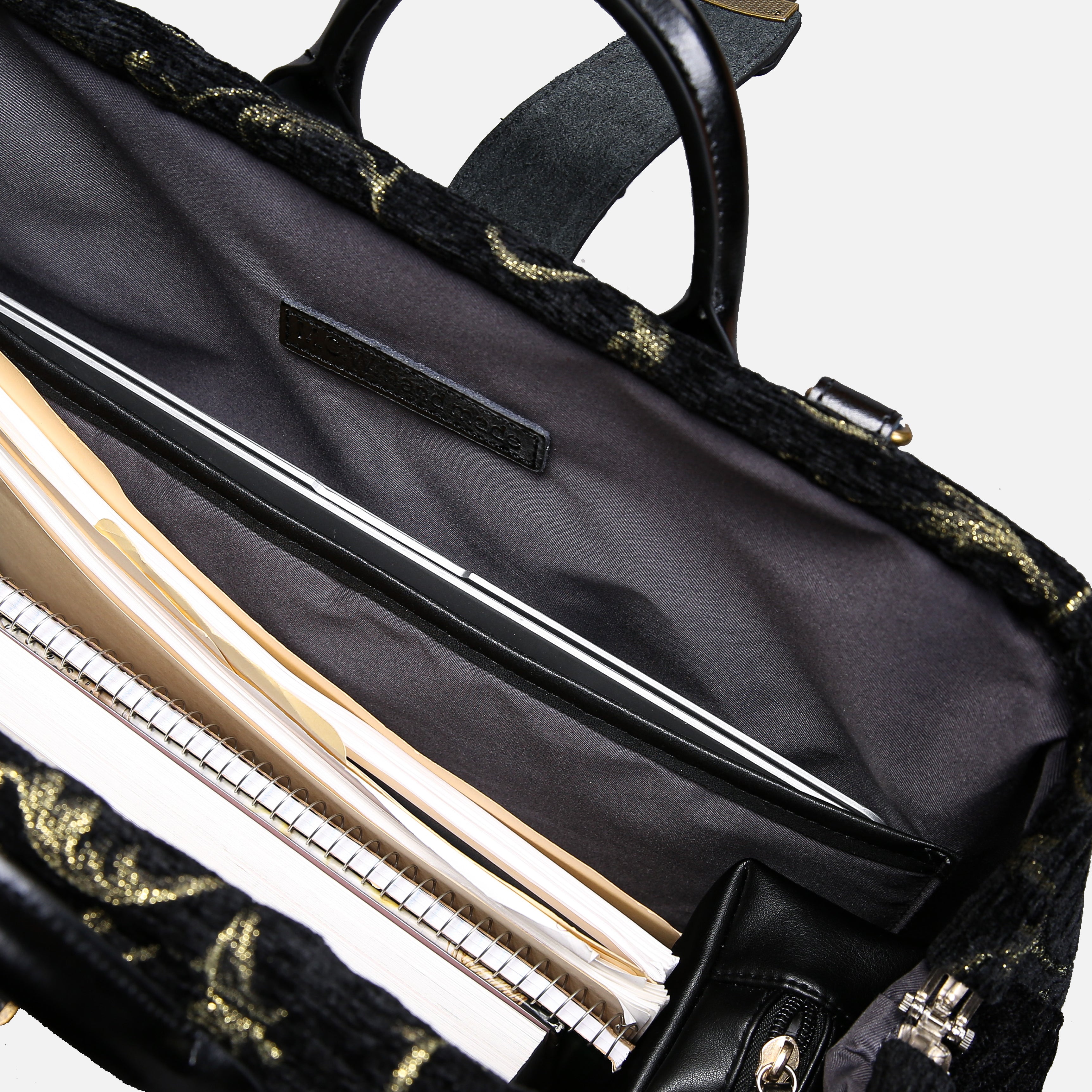 Vintage Scroll Black Laptop Work Bag carpet bag MCW Handmade-8