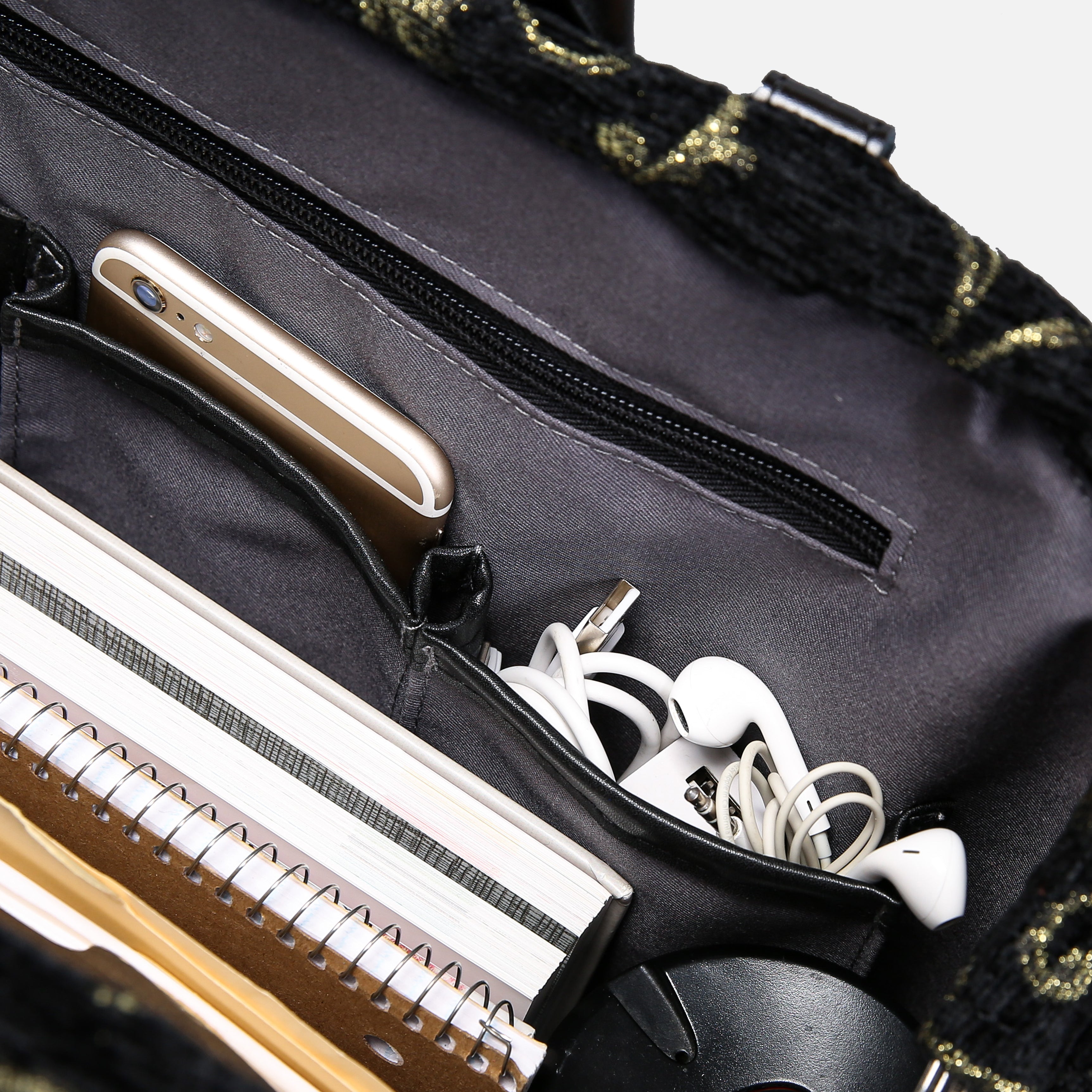 Vintage Scroll Black Laptop Work Bag carpet bag MCW Handmade-9