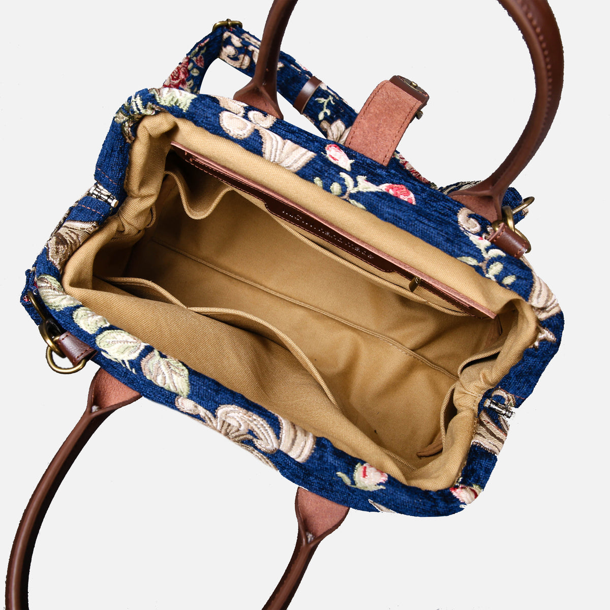 Baroque Garden Blue Carpet Handbag Purse carpet bag MCW Handmade of America open