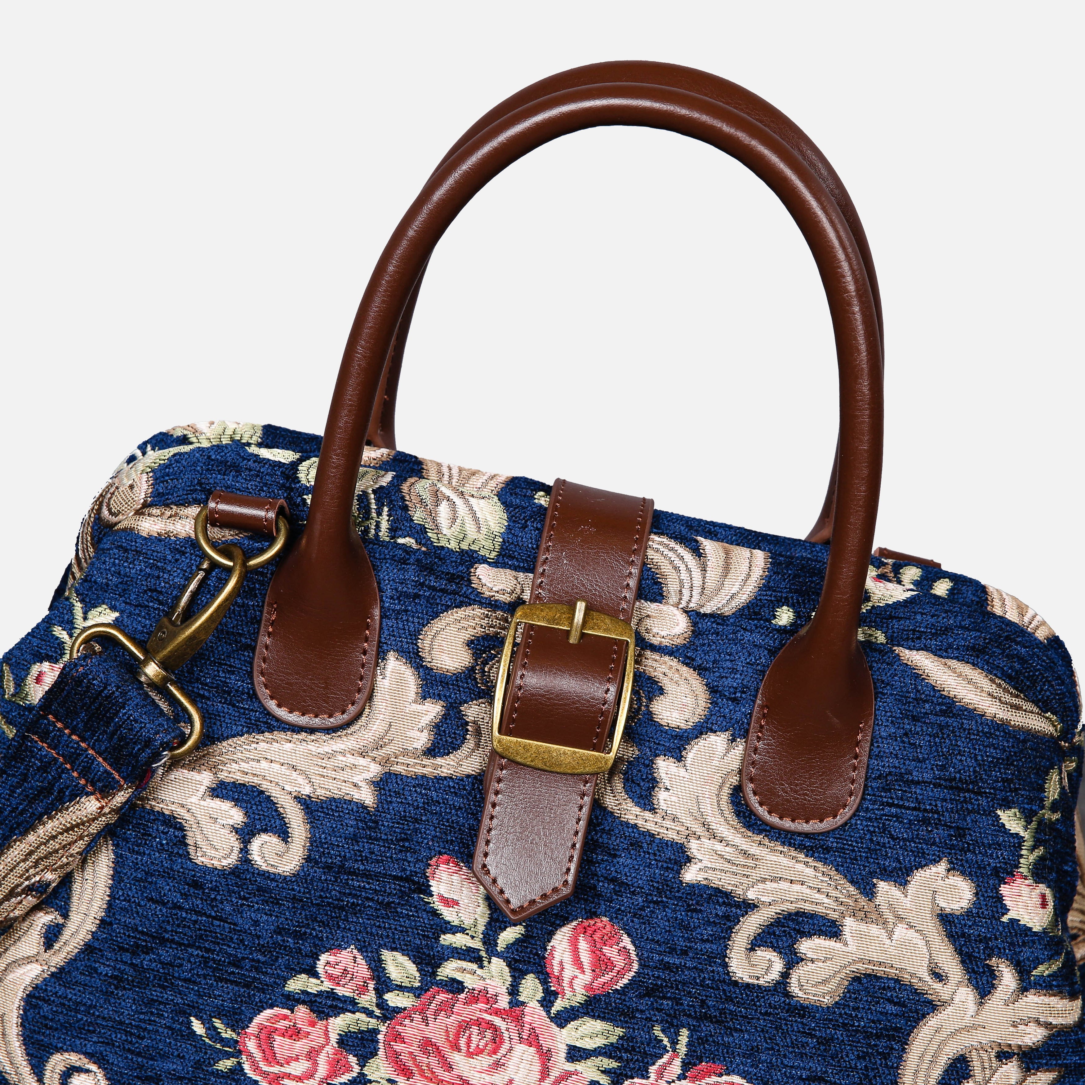 Baroque Garden Blue Carpet Handbag Purse carpet bag MCW Handmade of America buckle