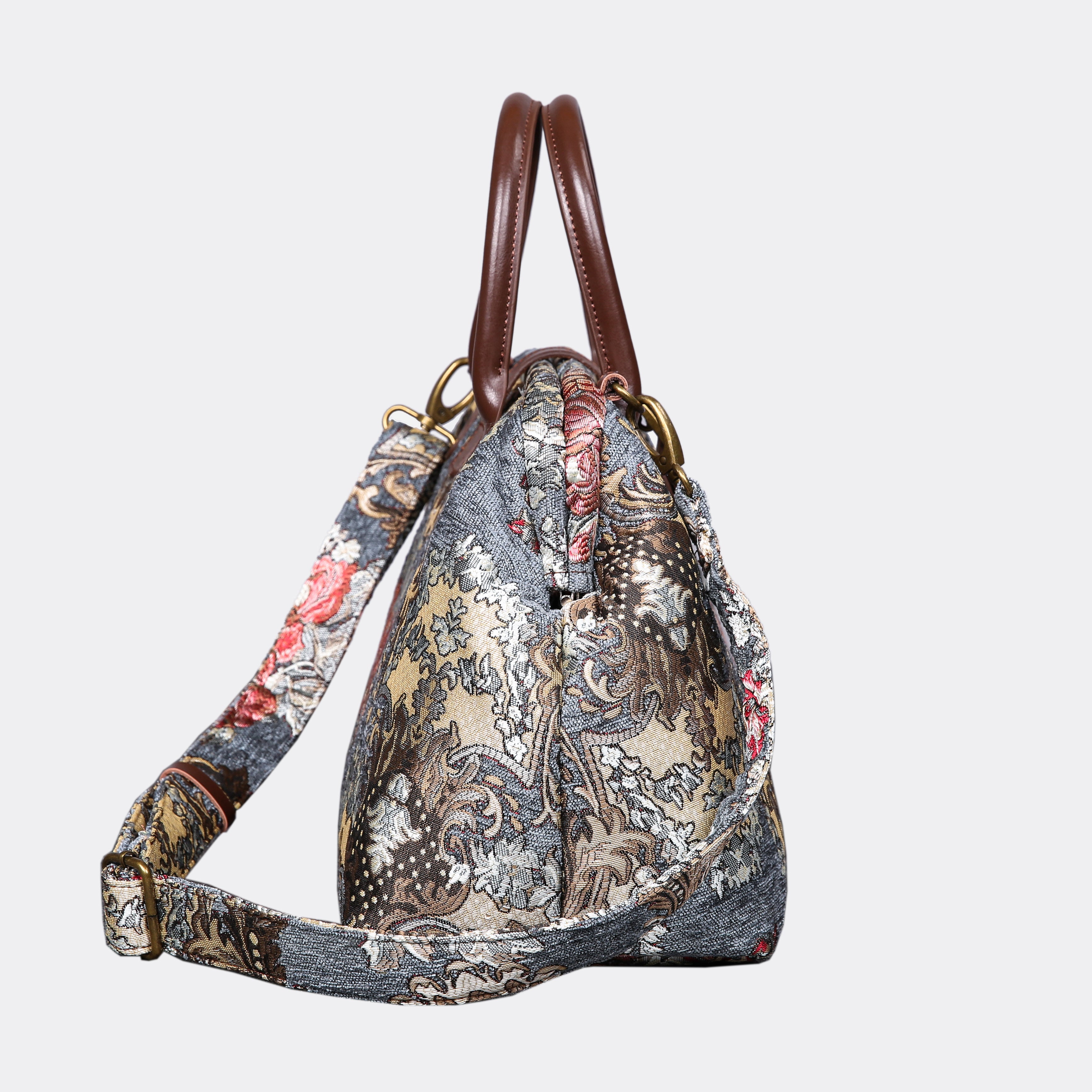 Brocade Grey Carpet Handbag Purse carpet bag MCW Handmade of America side