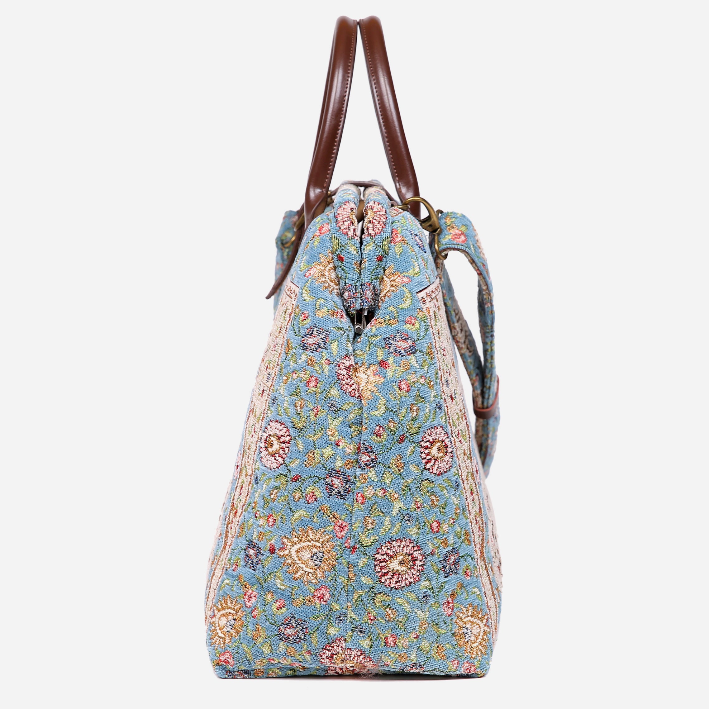 Oriental Blue Mary Poppins Weekender Carpetbag of America side
