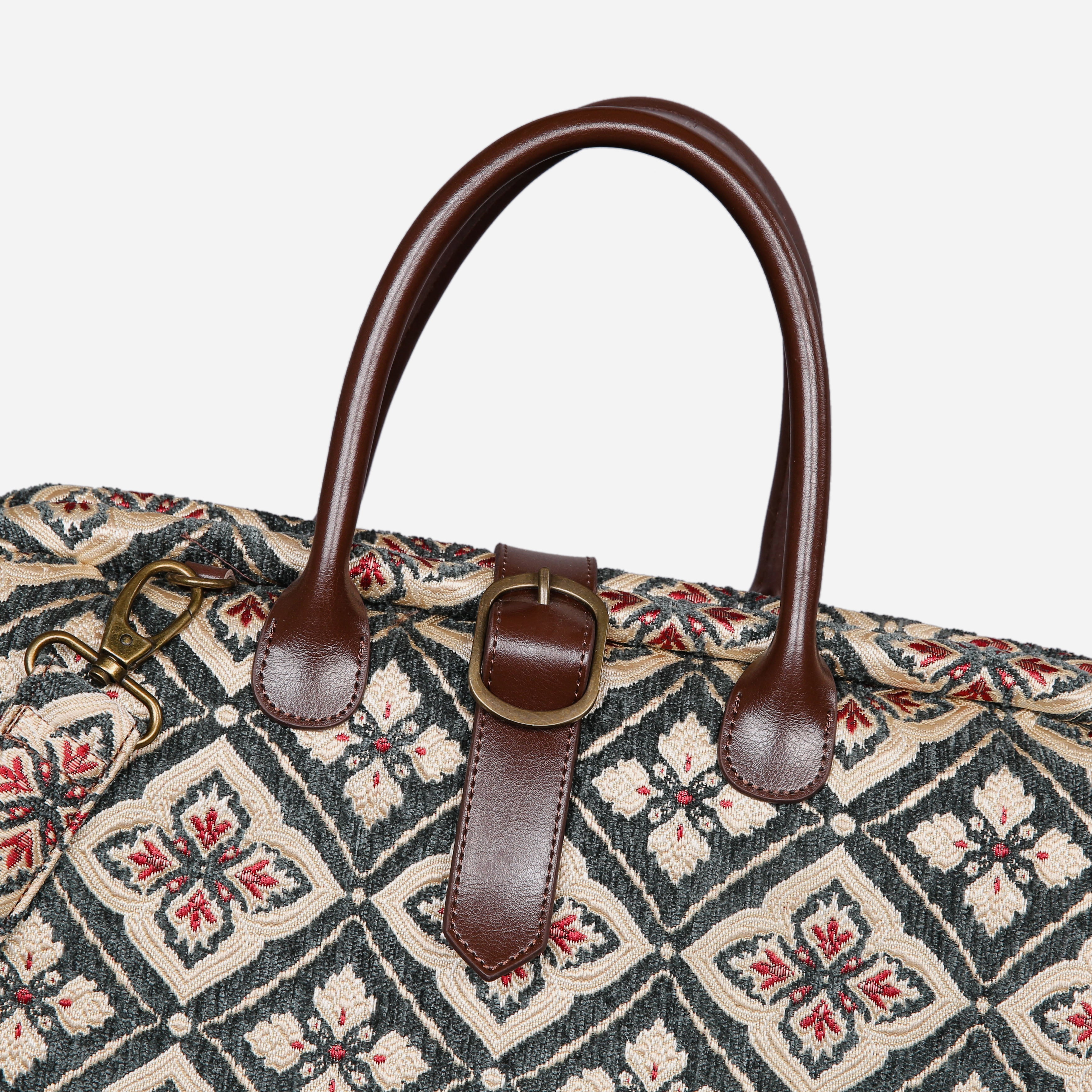 Ethnic Green Mary Poppins Weekender Carpetbag buckle