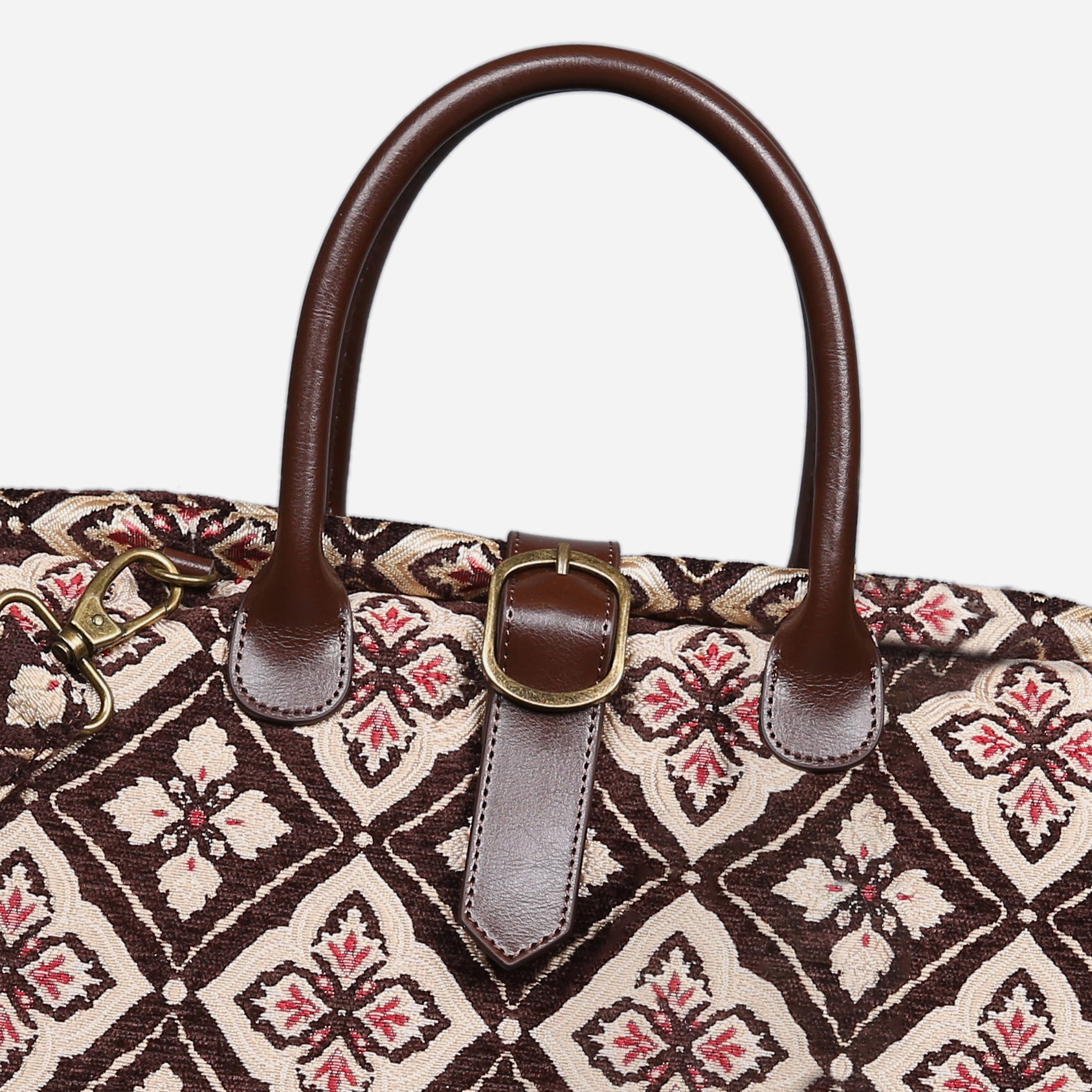 Ethnic Brown Mary Poppins Weekender Carpetbag of America buckle