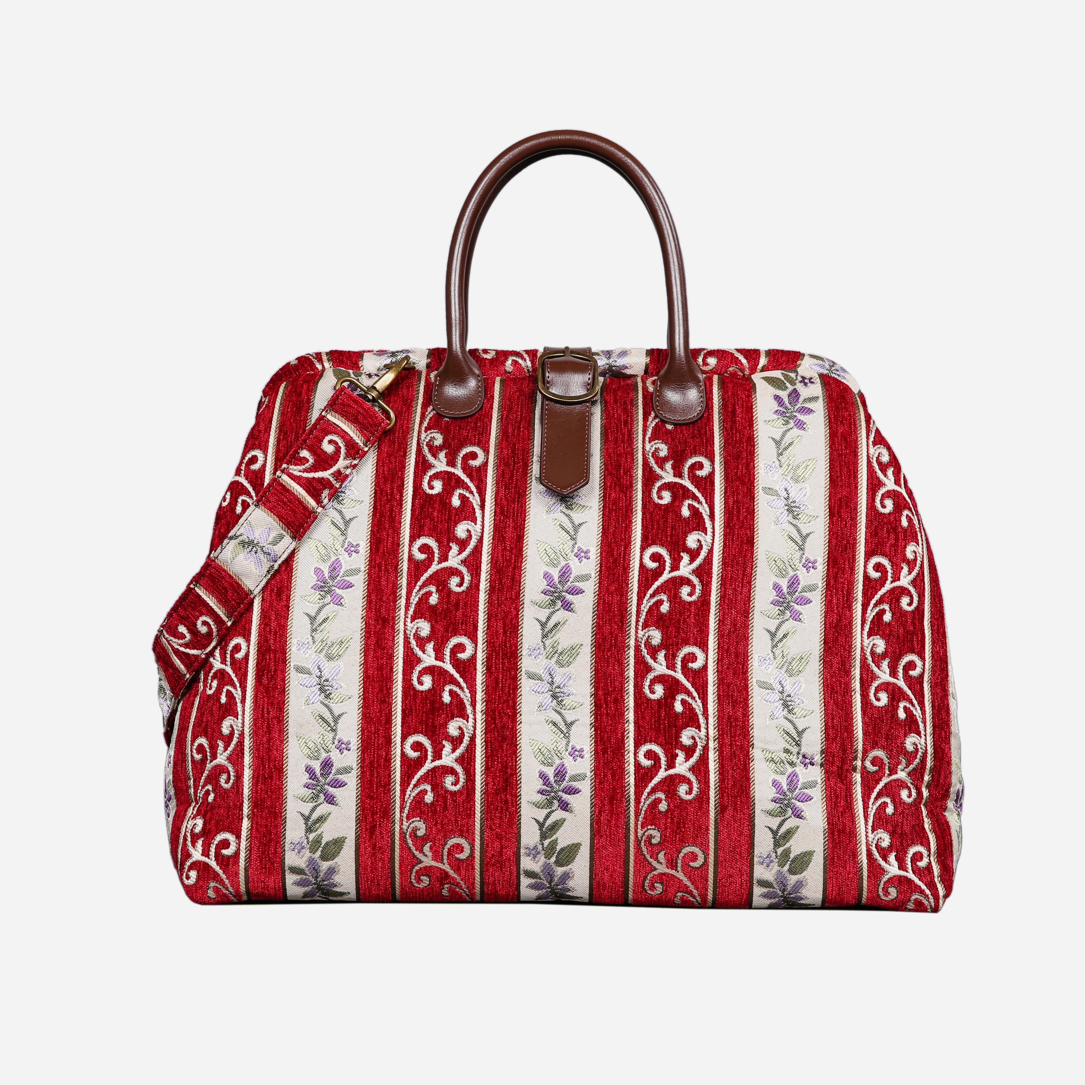 Victorian Strips Red Mary Poppins Weekender carpet bag MCW Handmade