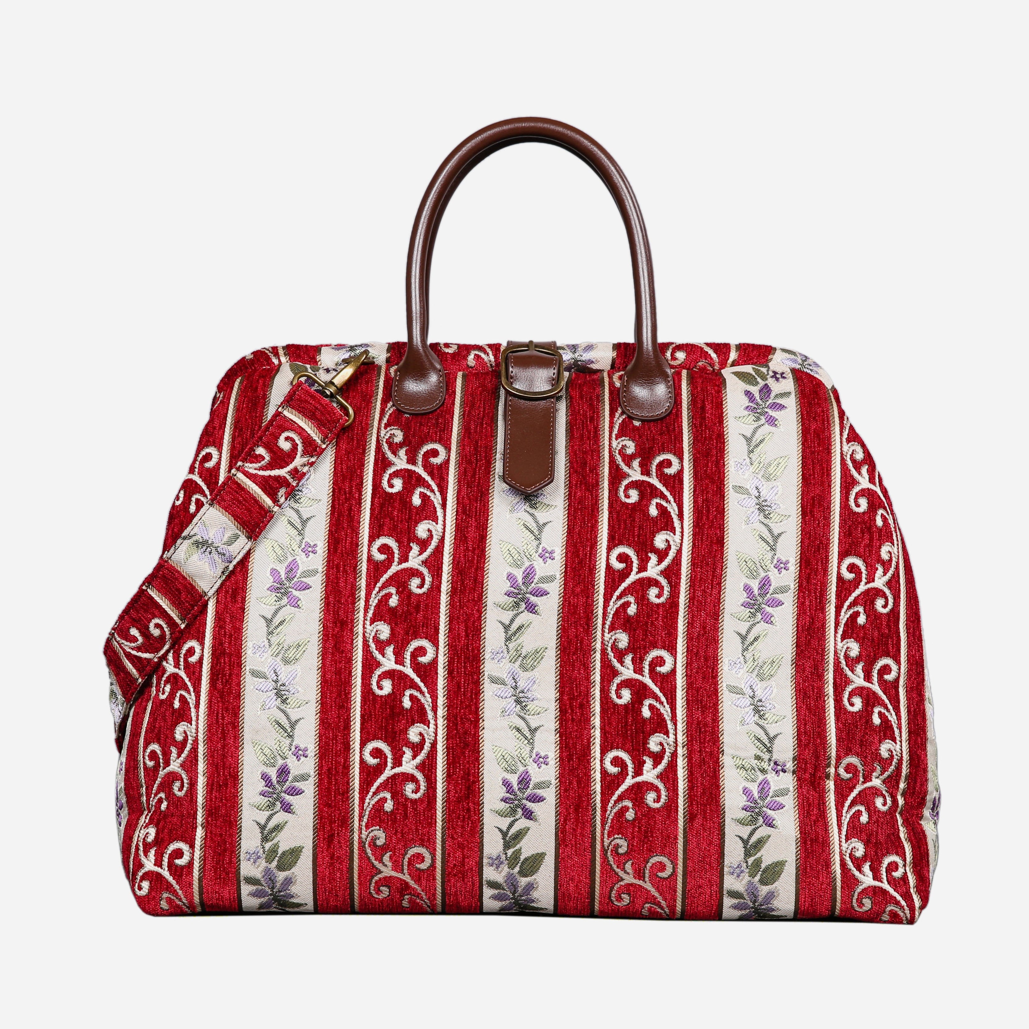 Victorian Strips Red Mary Poppins Weekender carpet bag MCW Handmade