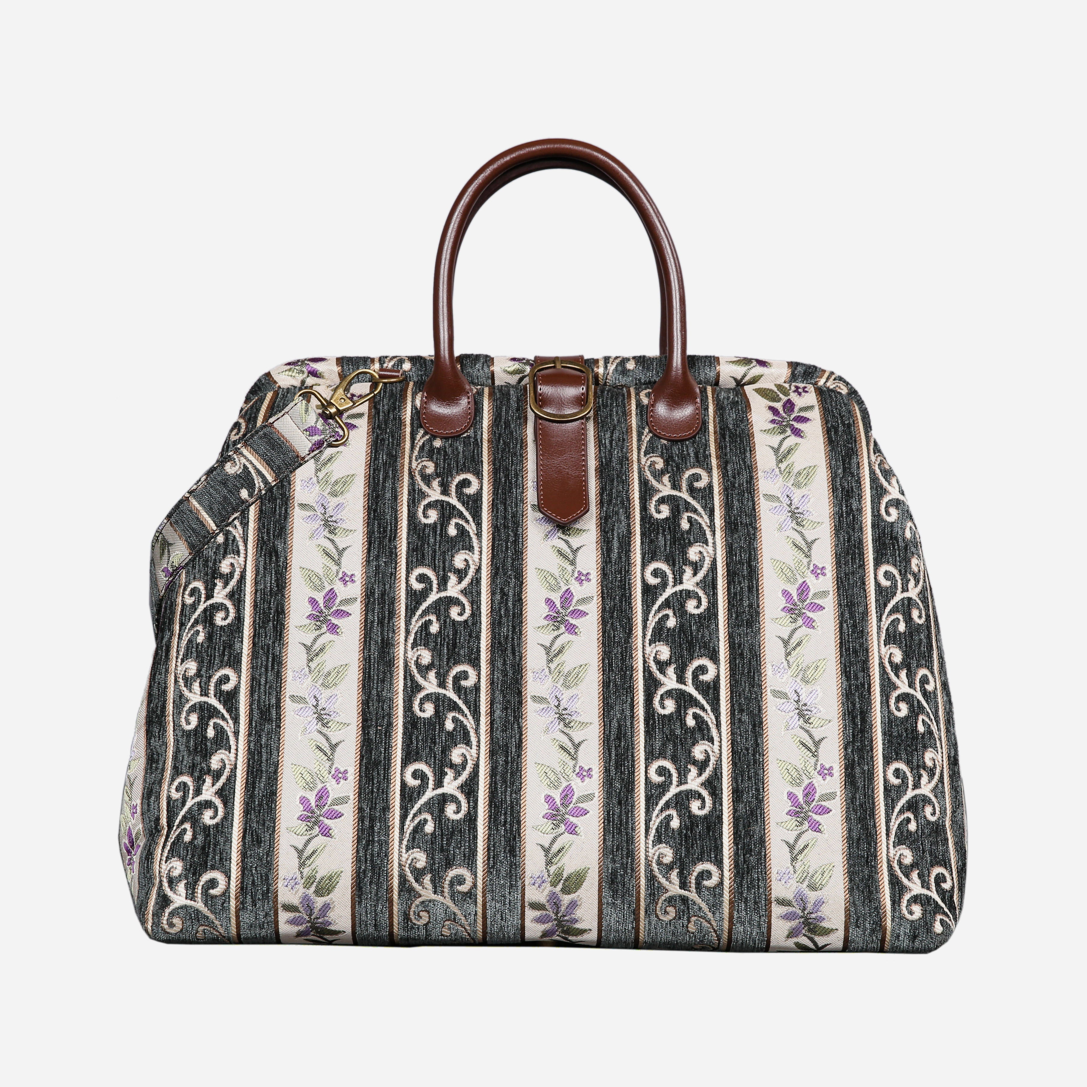 Victorian Strips Grass Mary Poppins Weekender carpet bag MCW Handmade