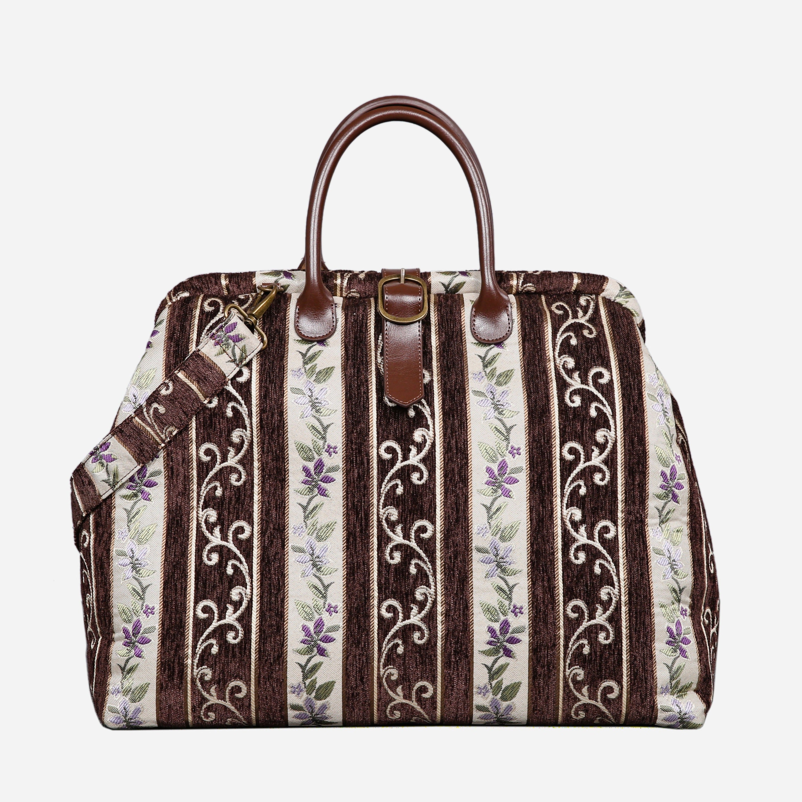 Victorian Strips Coffee Mary Poppins Weekender carpet bag MCW Handmade