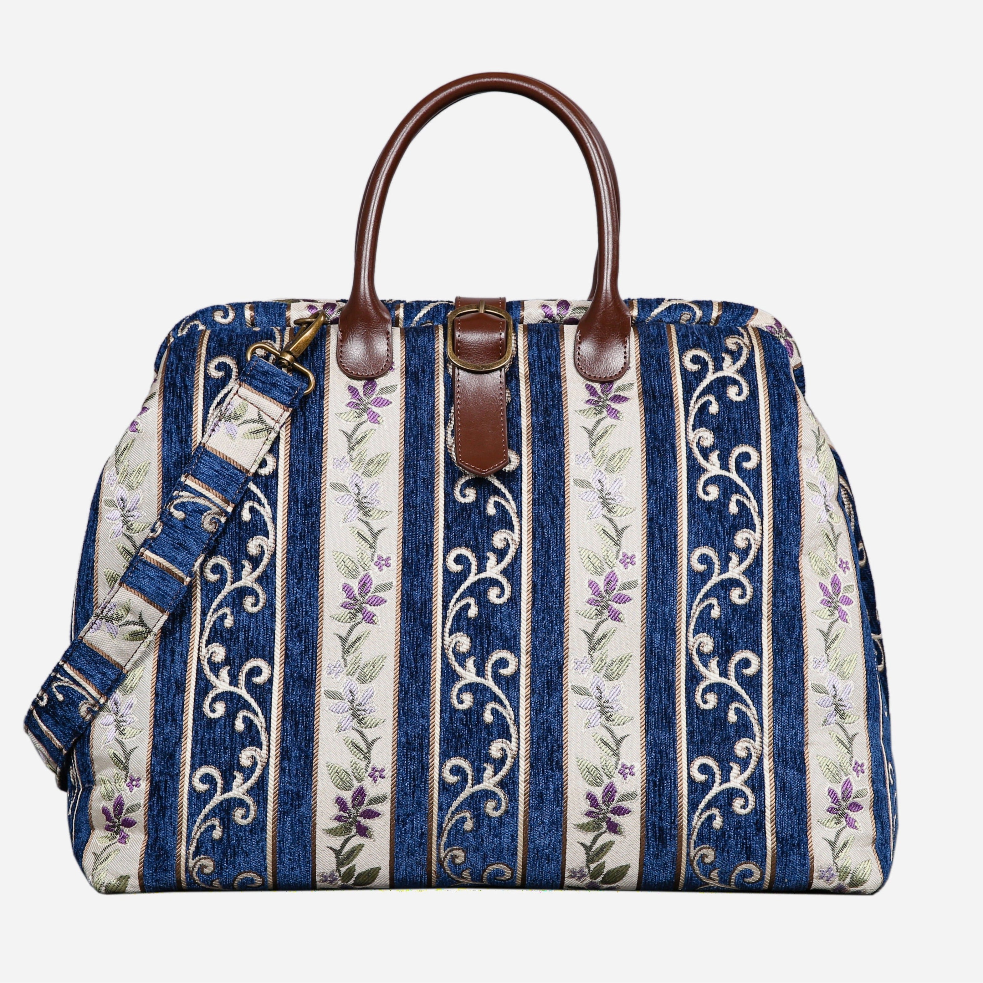 Victorian Strips Navy Mary Poppins Weekender carpet bag MCW Handmade