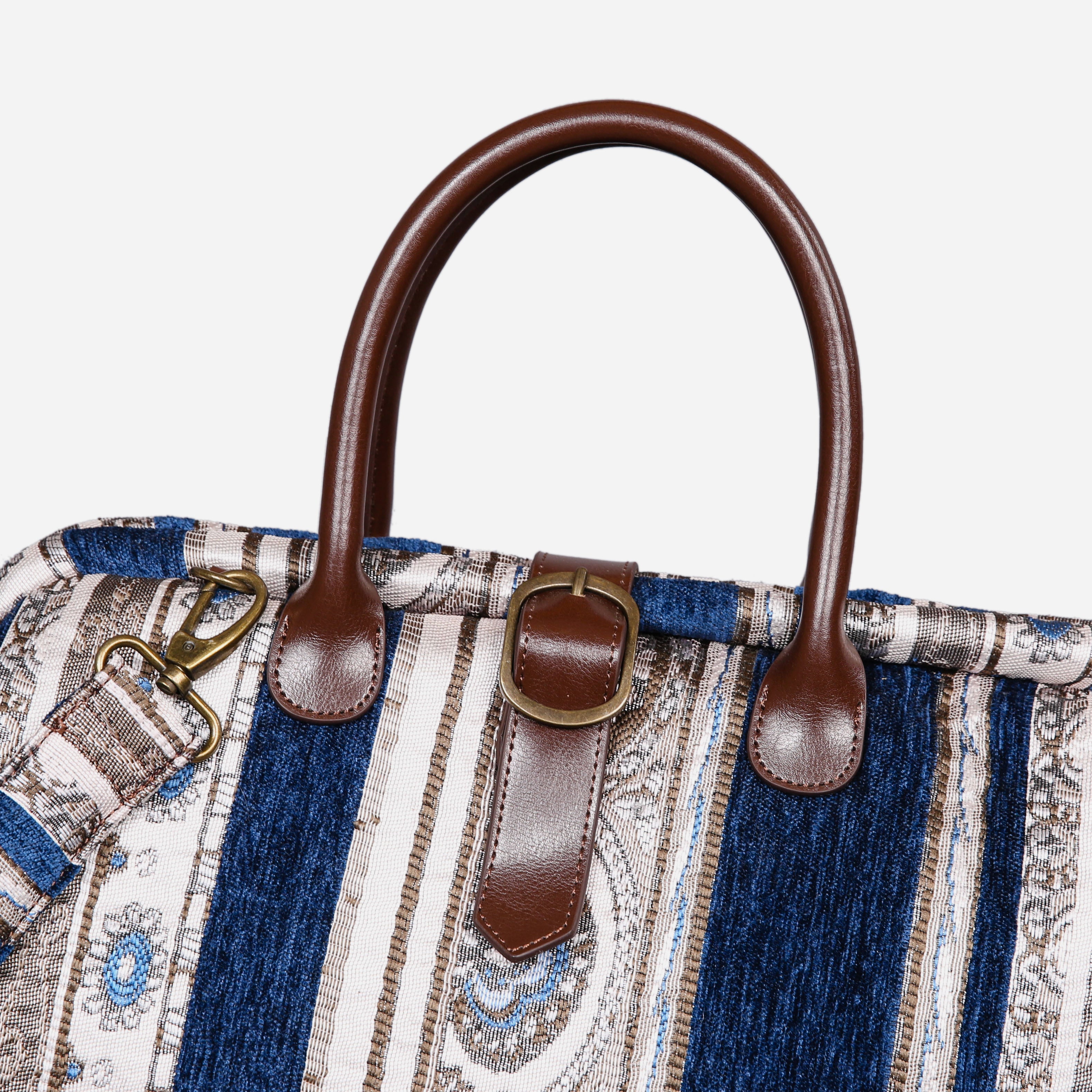 Ethnic Strips Navy Mary Poppins Weekender carpet bag MCW Handmade-3