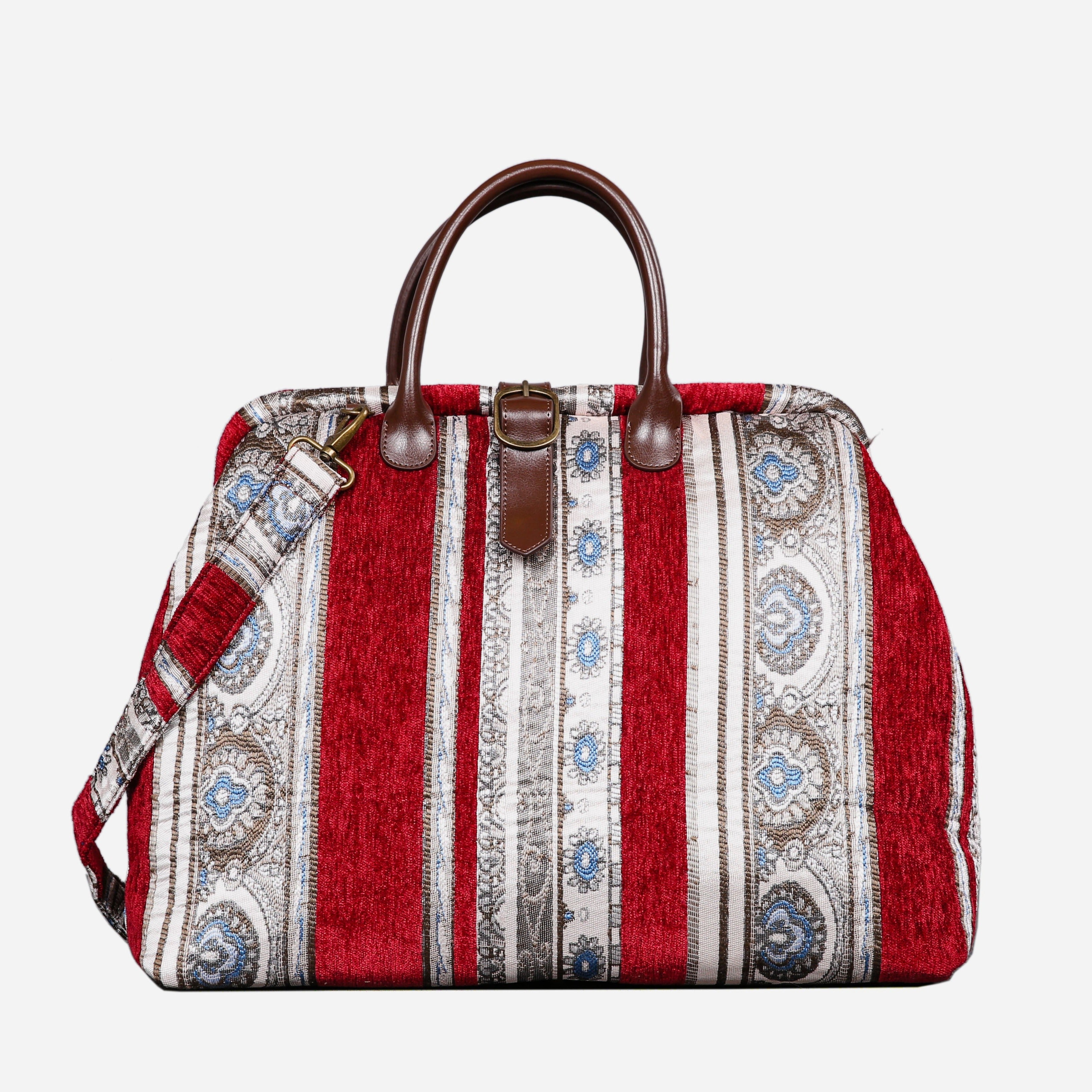 Ethnic Strips Wine Mary Poppins Weekender carpet bag MCW Handmade