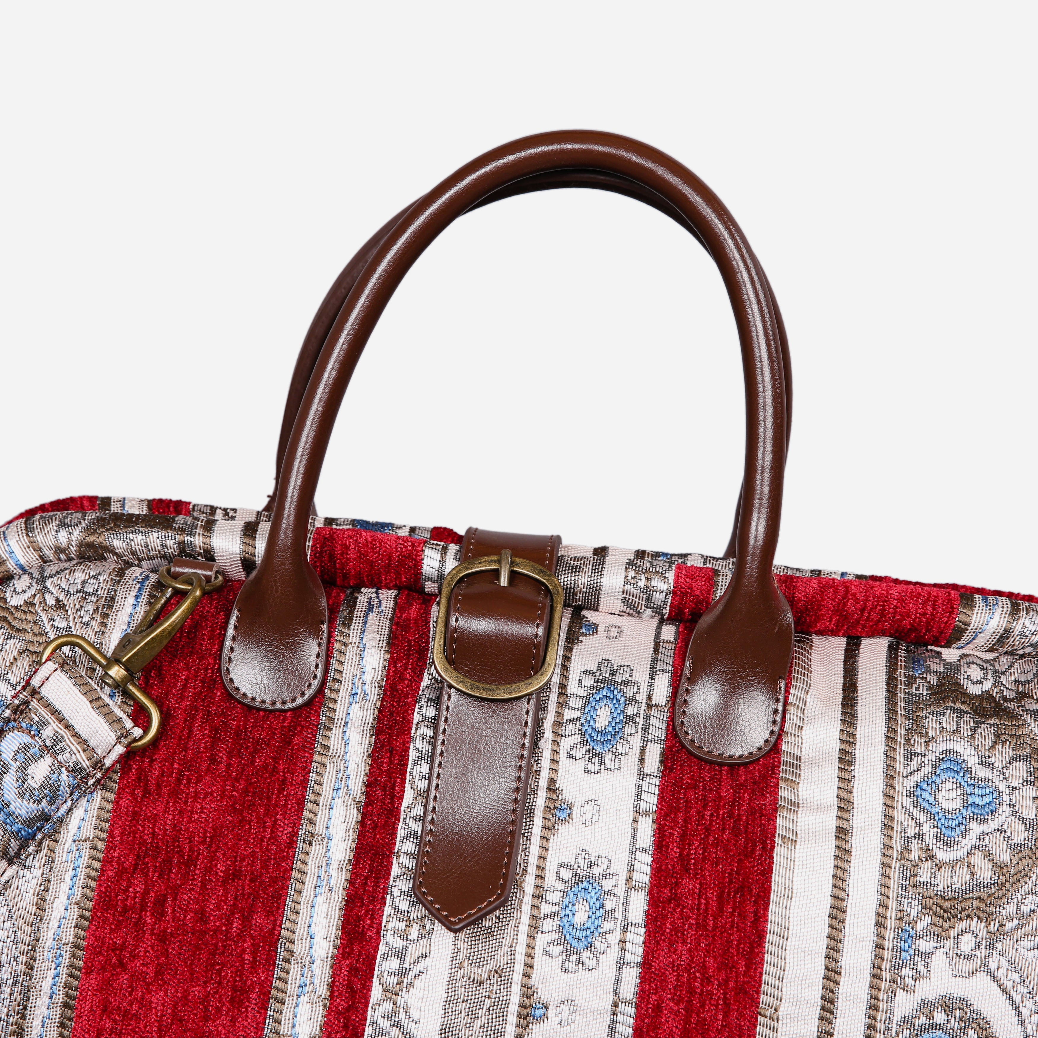 Ethnic Strips Wine Mary Poppins Weekender carpet bag MCW Handmade-3