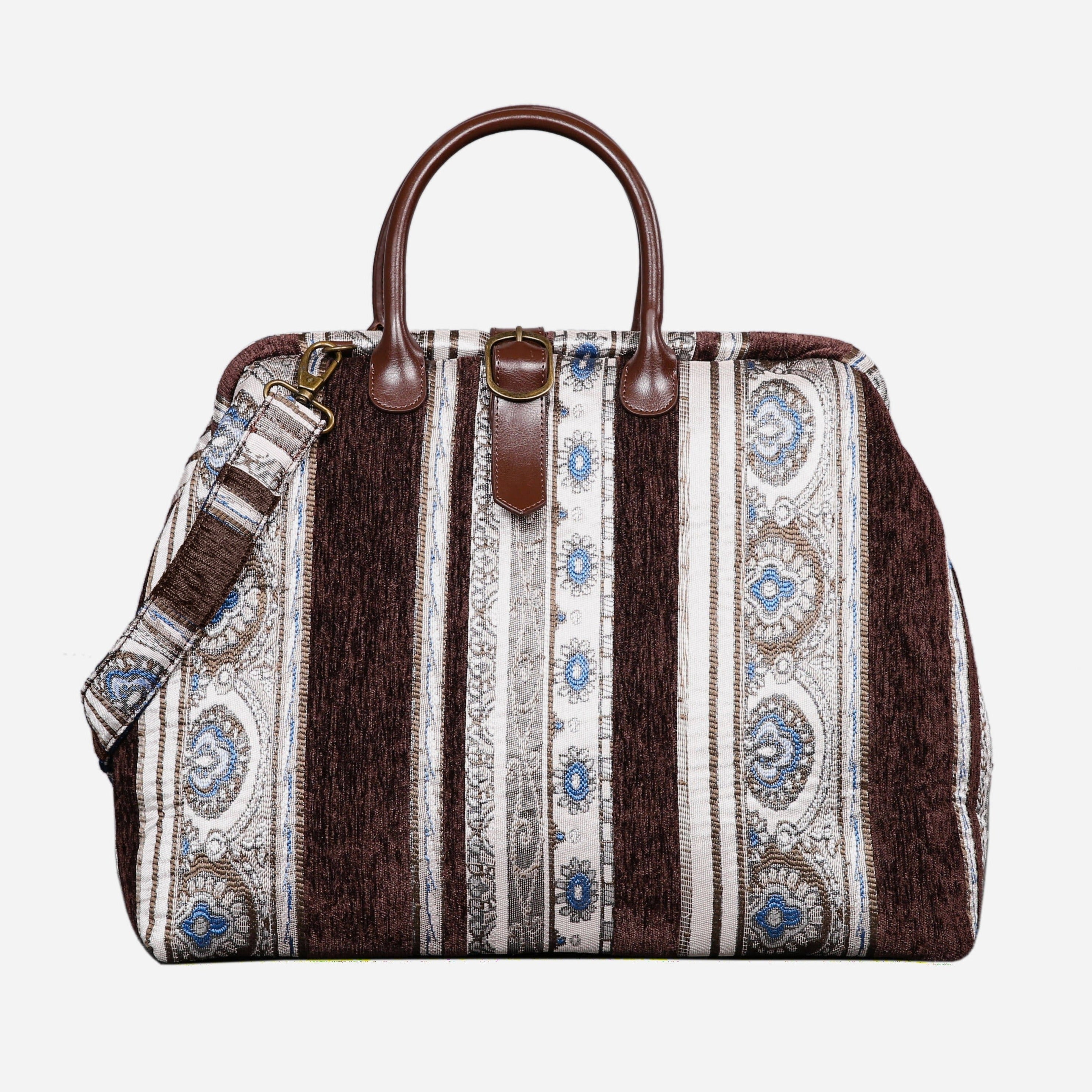 Ethnic Strips Coffee Mary Poppins Weekender carpet bag MCW Handmade