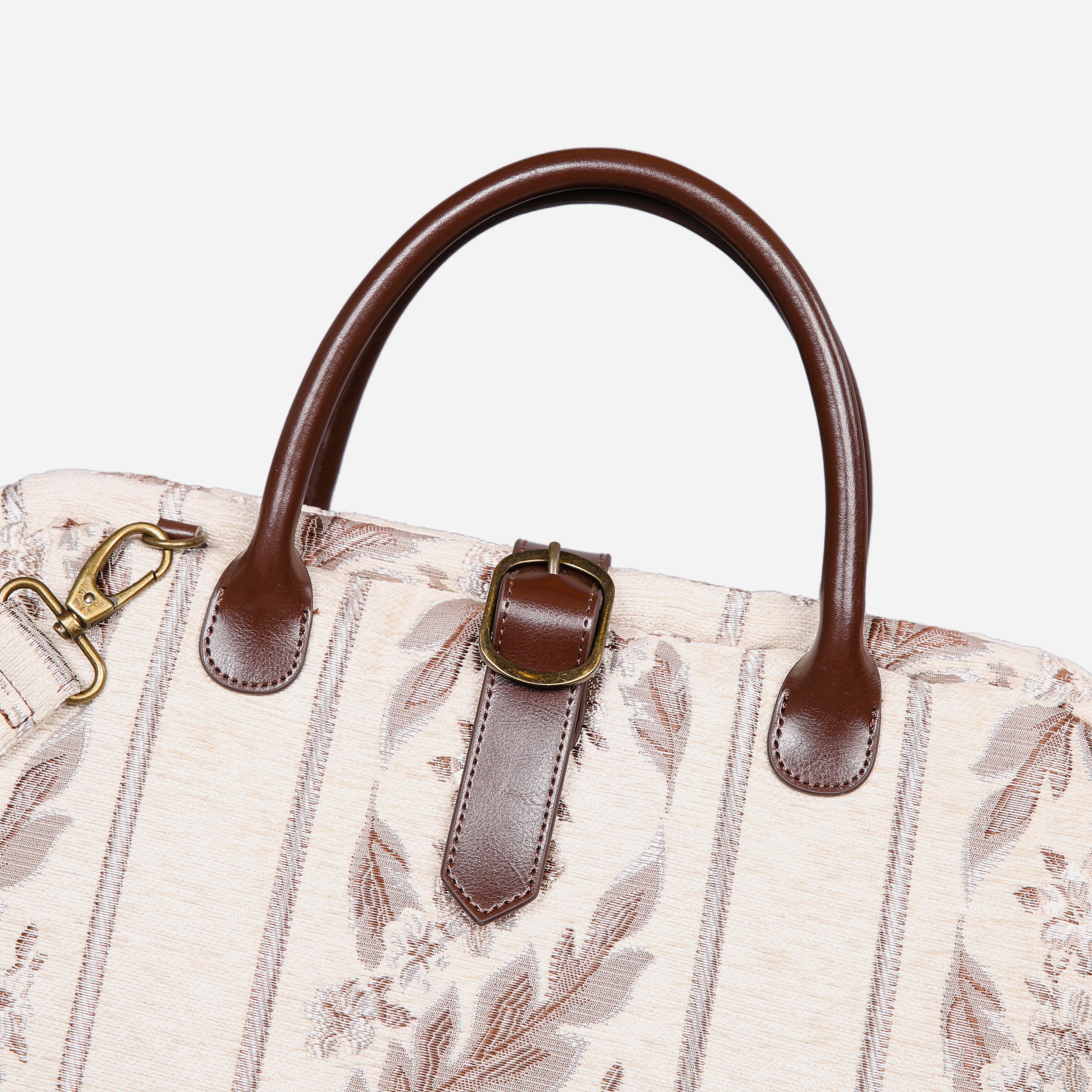 Victorian Strips Cream Mary Poppins Weekender carpet bag MCW Handmade-3