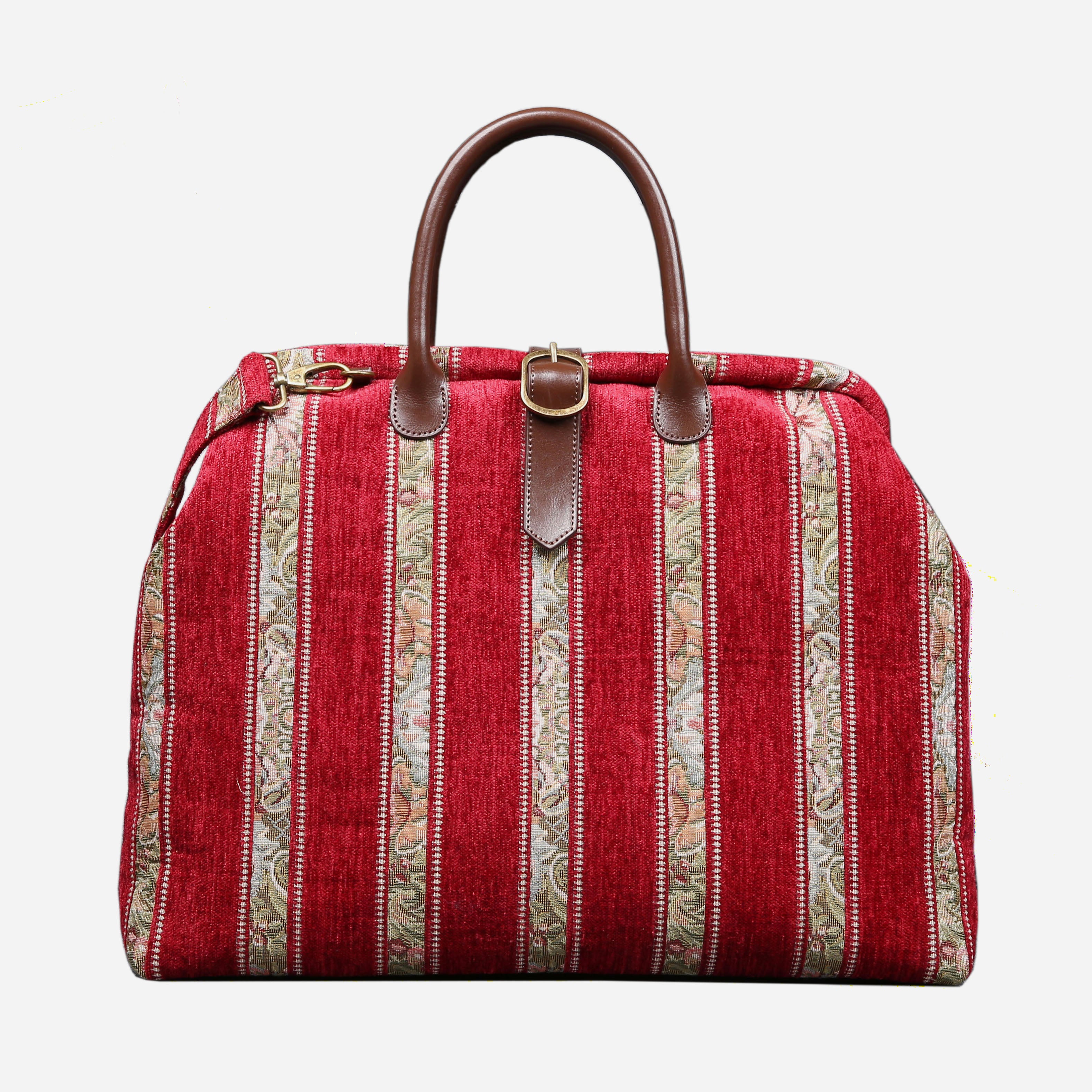 Floral Strips Red Mary Poppins Weekender carpet bag MCW Handmade