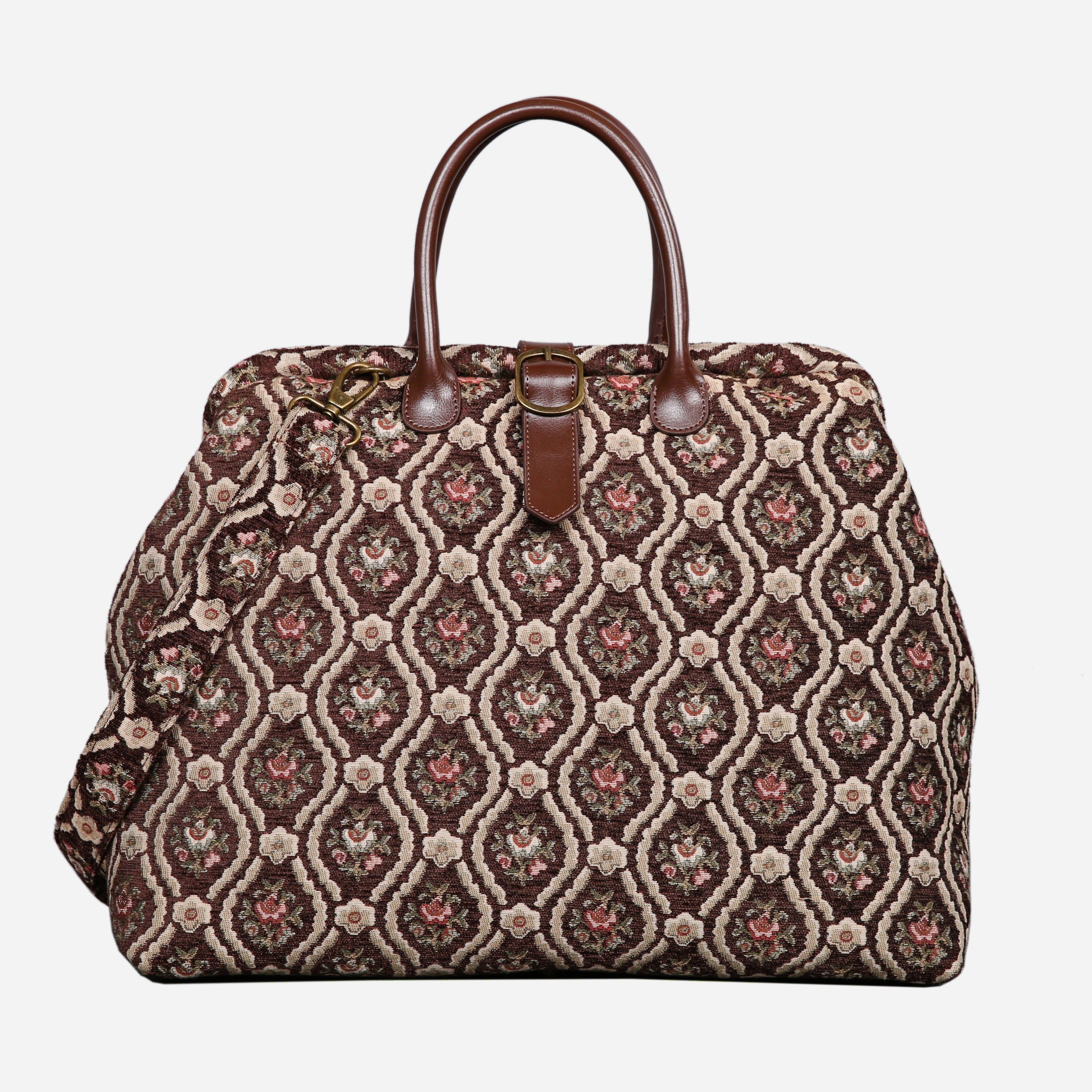 Traditional Coffee Mary Poppins Weekender carpet bag MCW Handmade