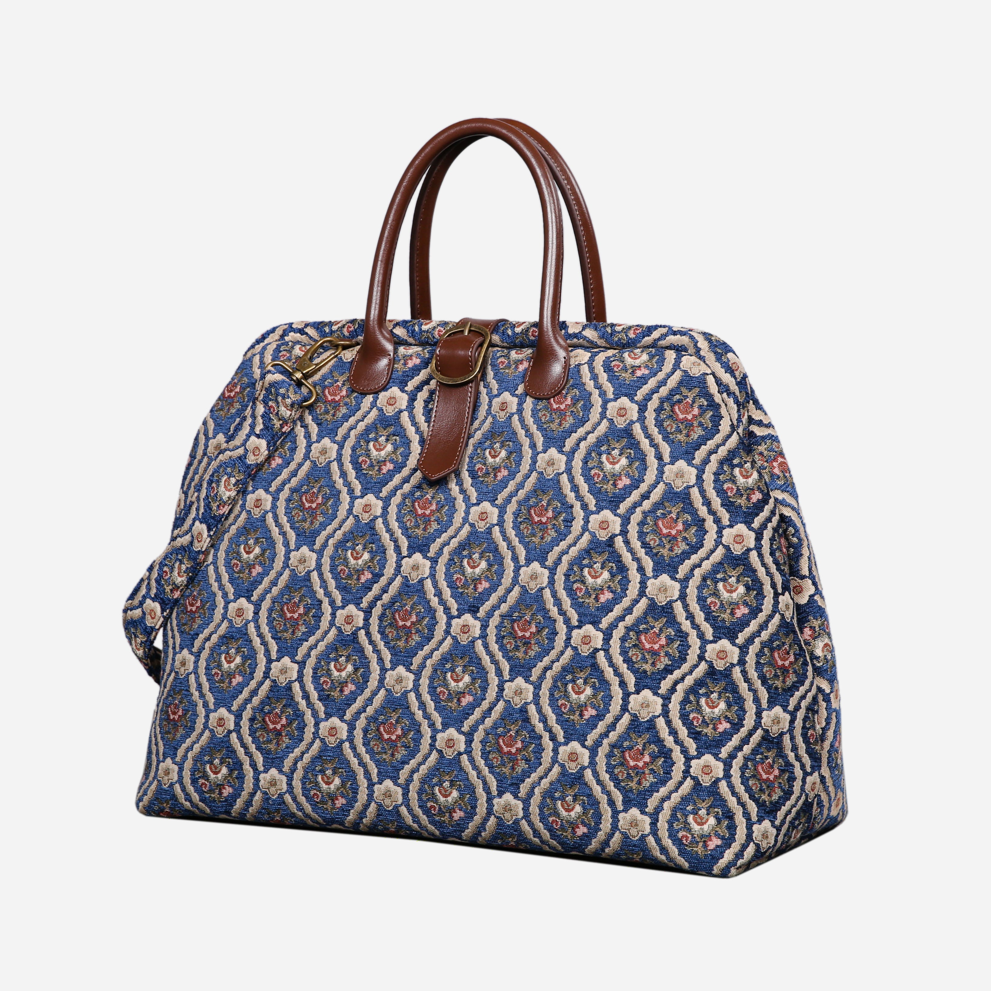Traditional Blue Mary Poppins Weekender Carpetbag of America front