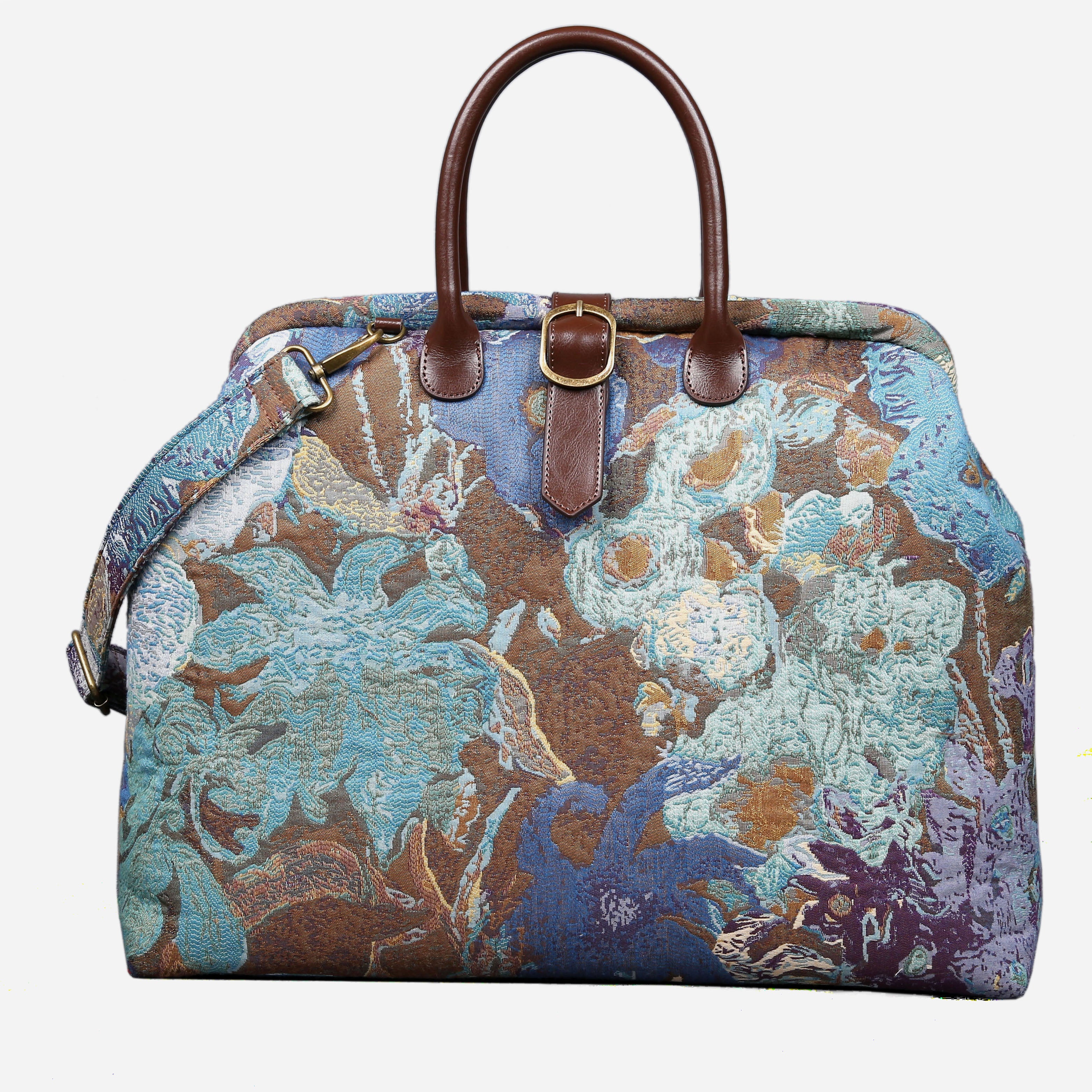 Abstract Blue Mary Poppins Weekender carpet bag MCW Handmade