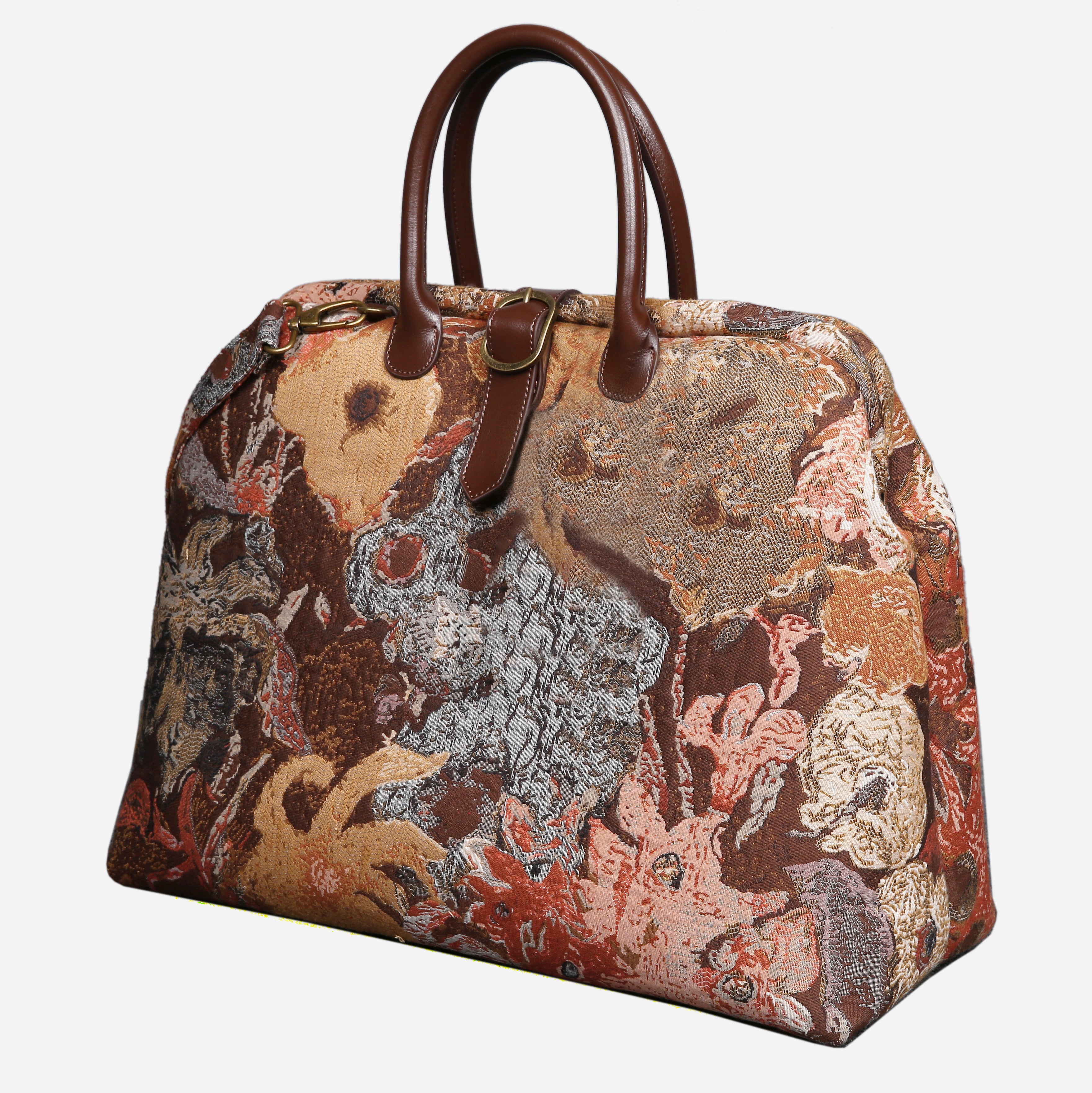 Abstract Brown Mary Poppins Weekender carpet bag MCW Handmade-1