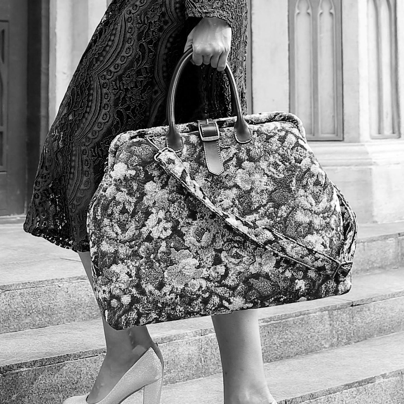 Floral Rose Mary Poppins Weekender carpet bag MCW Handmade-2