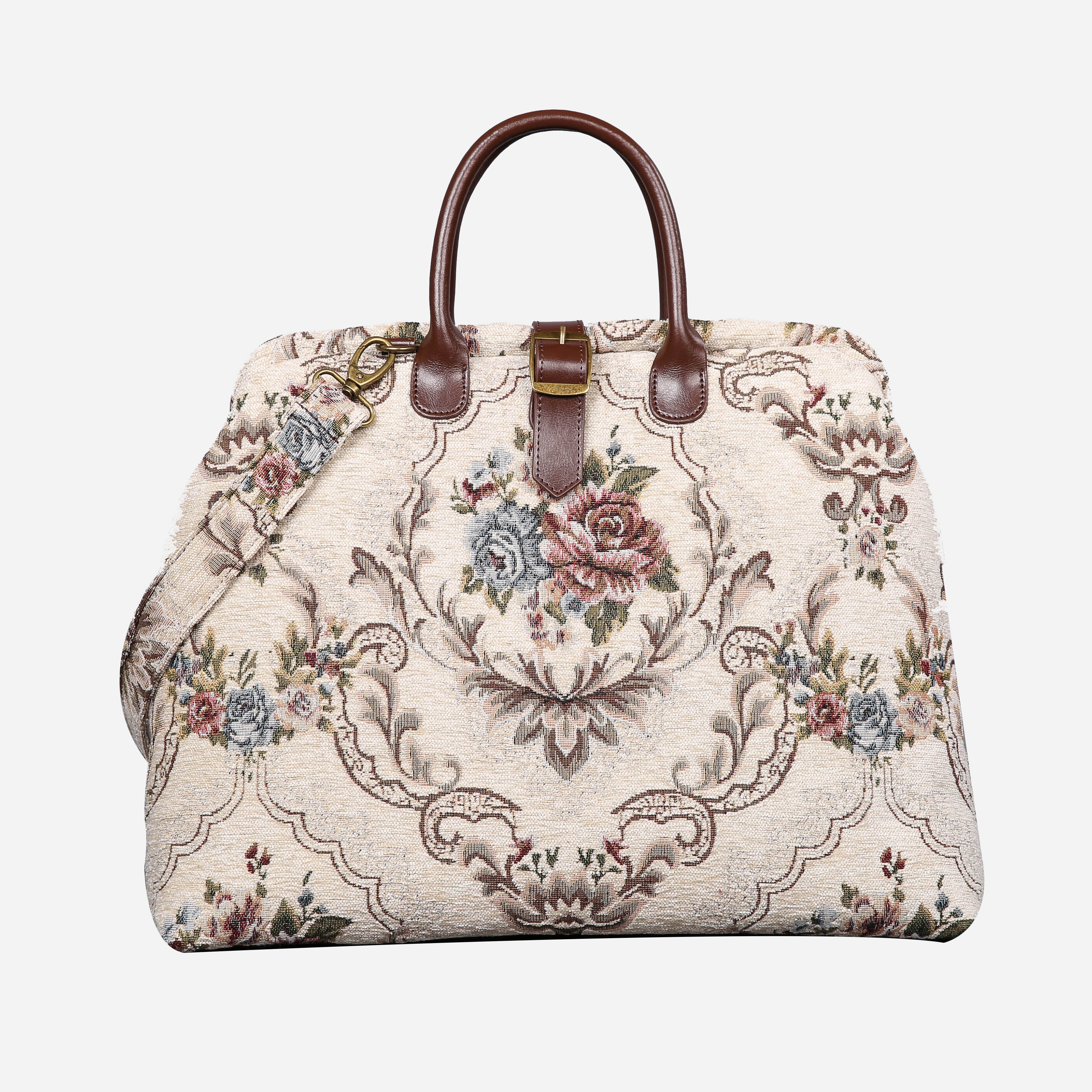 Floral Cream Mary Poppins Weekender carpet bag MCW Handmade