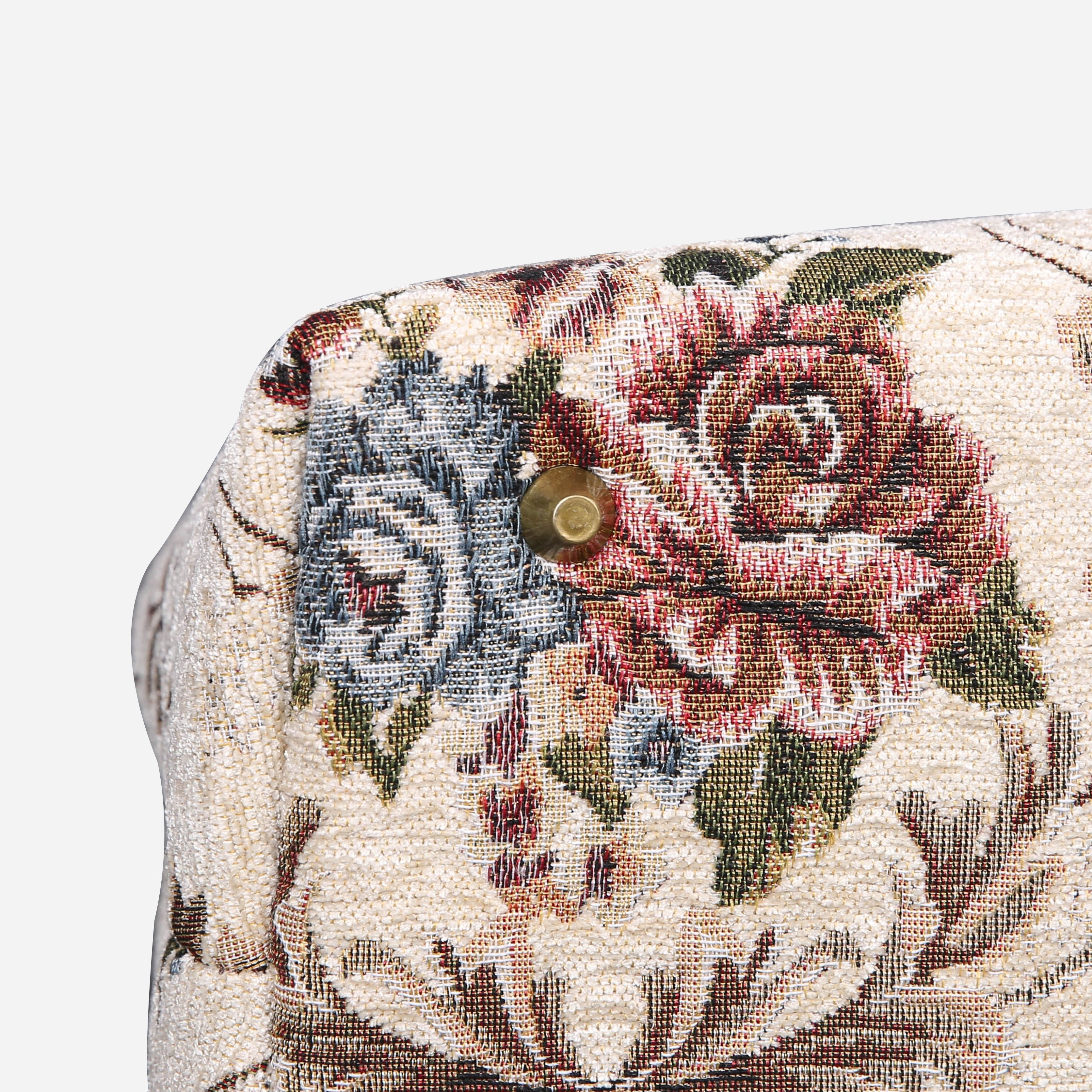 Floral Cream Mary Poppins Weekender carpet bag MCW Handmade-6