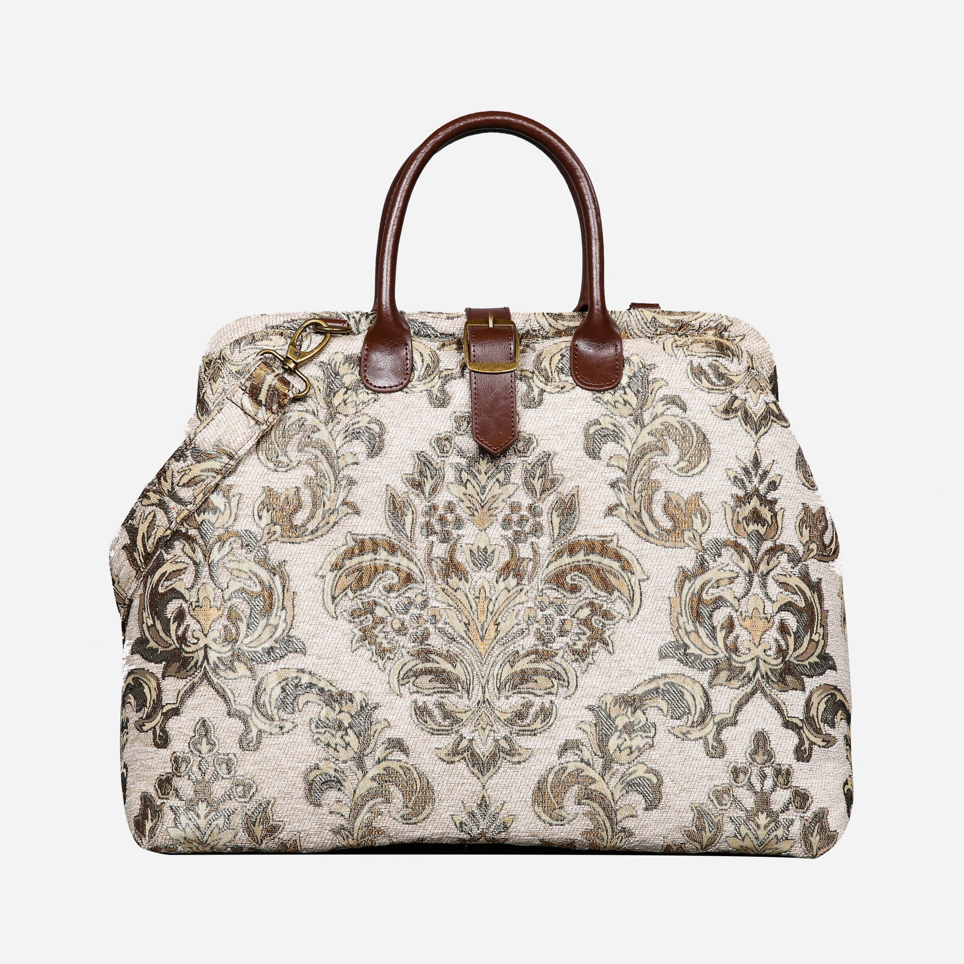 Victorian Blossom Cream-Gold Mary Poppins Weekender carpet bag MCW Handmade