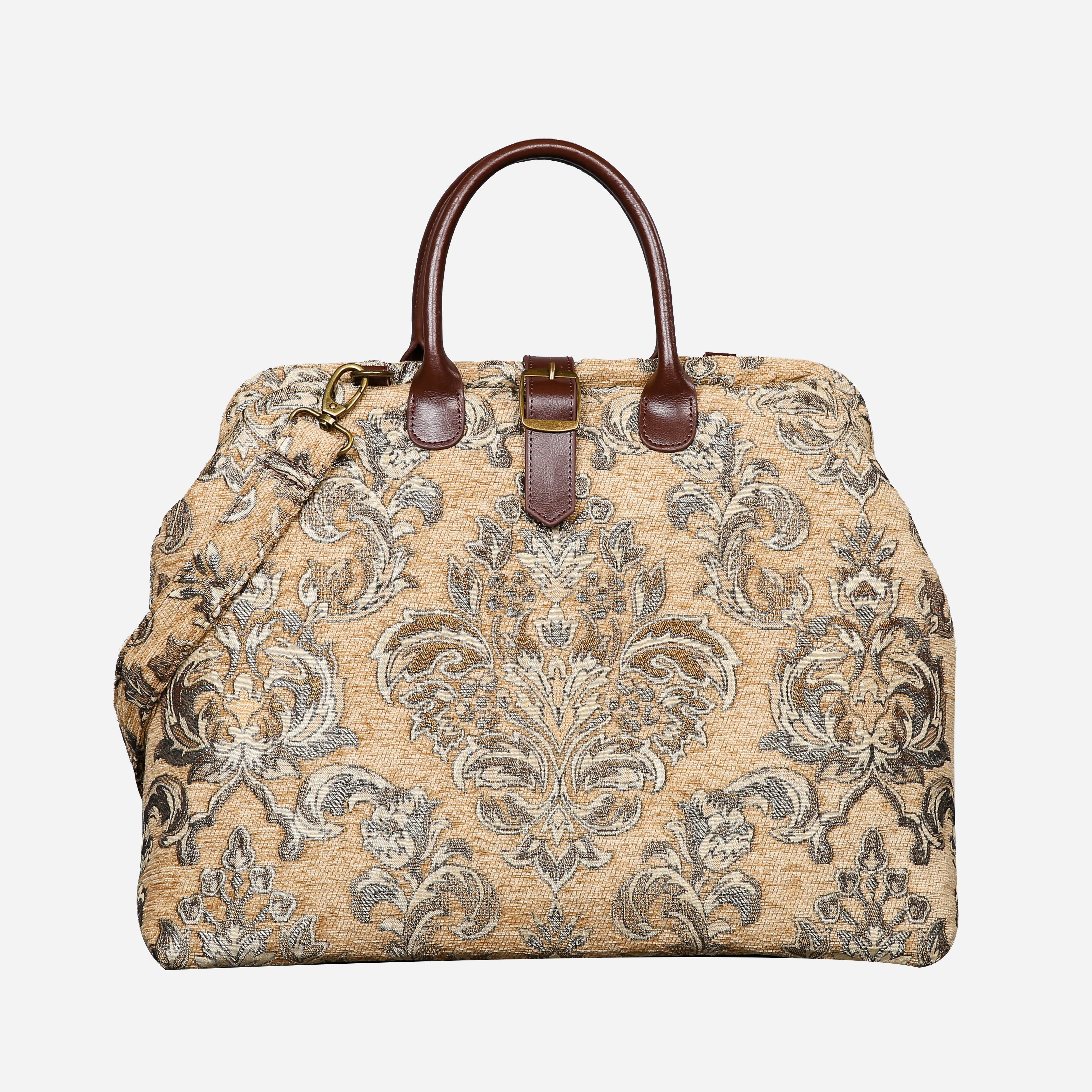 Victorian Blossom Beige-Gold Mary Poppins Weekender carpet bag MCW Handmade