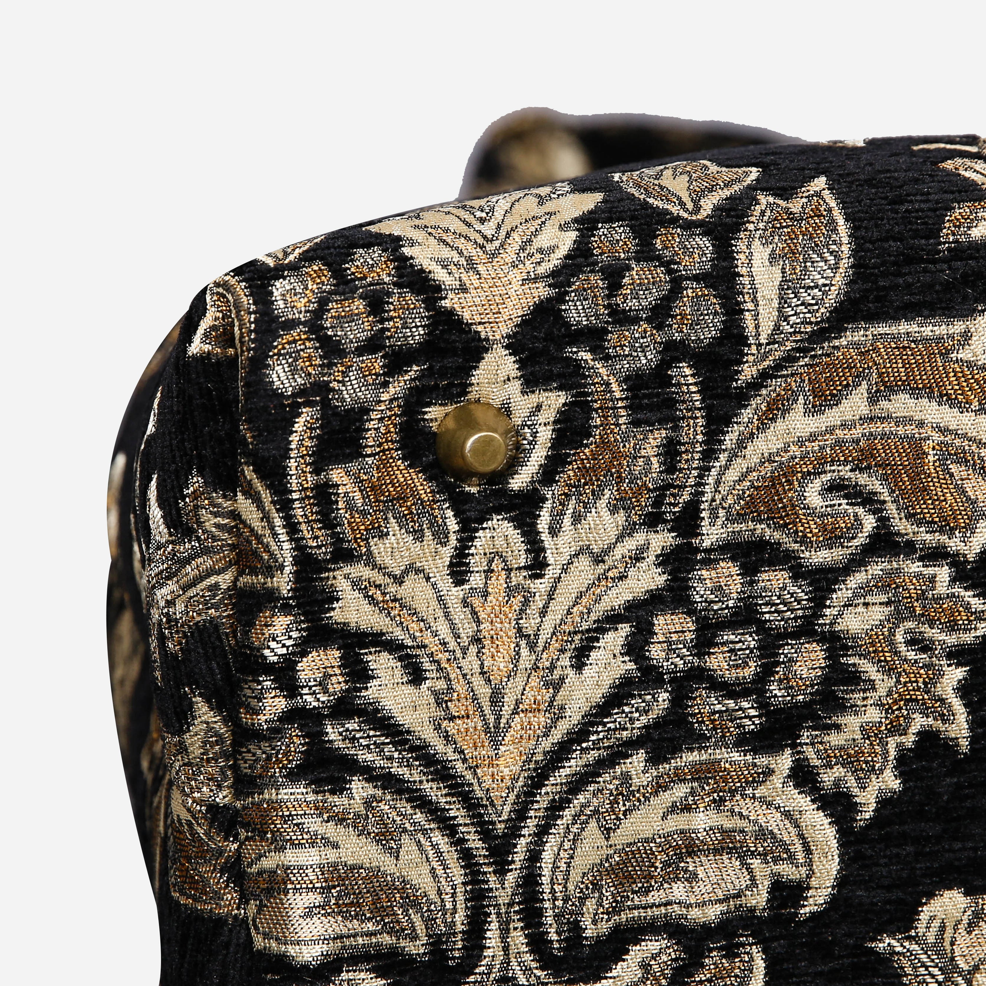 Victorian Blossom Blk-Gold Mary Poppins Weekender carpet bag MCW Handmade-5