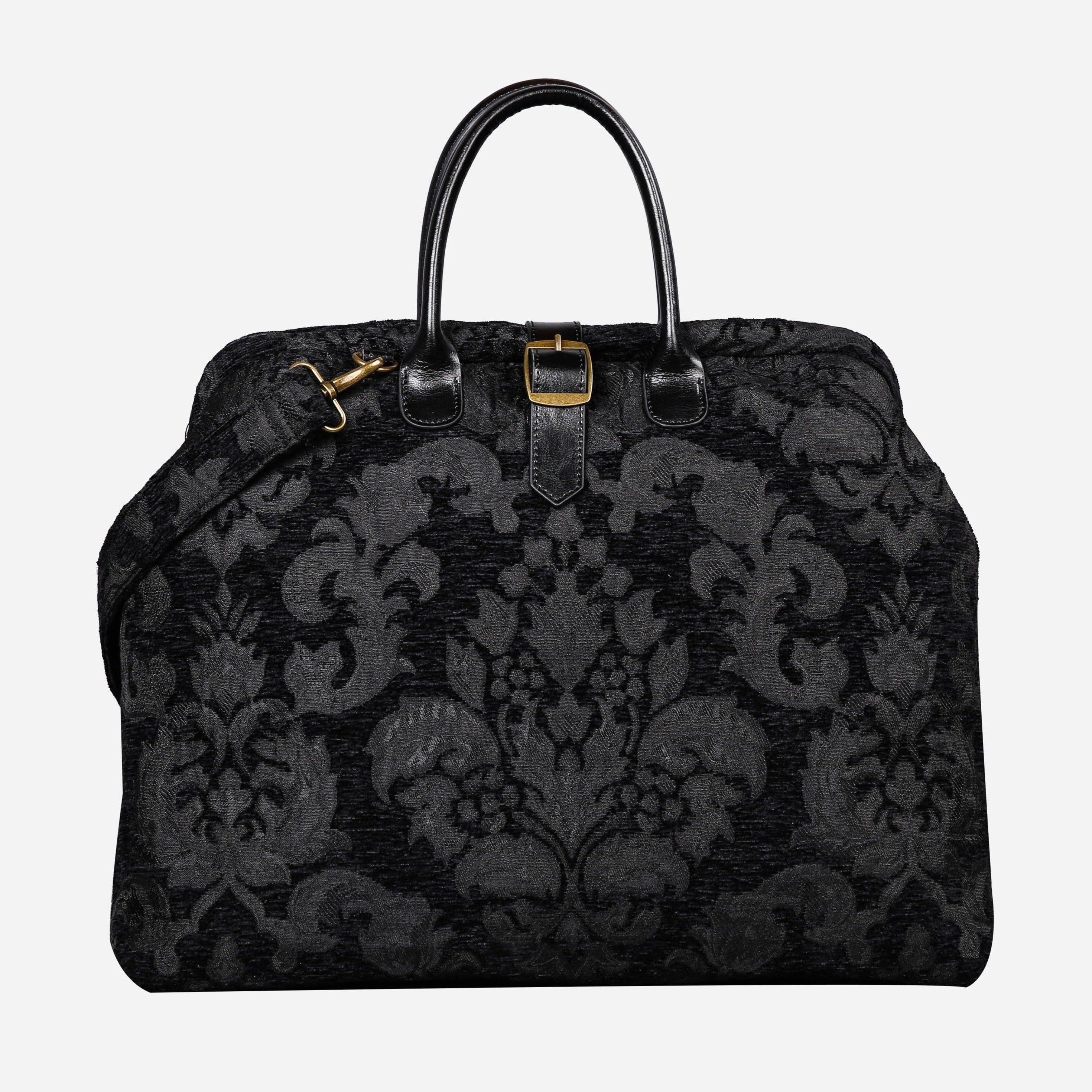 Victorian Blossom BLK/BLK Mary Poppins Weekender carpet bag MCW Handmade main