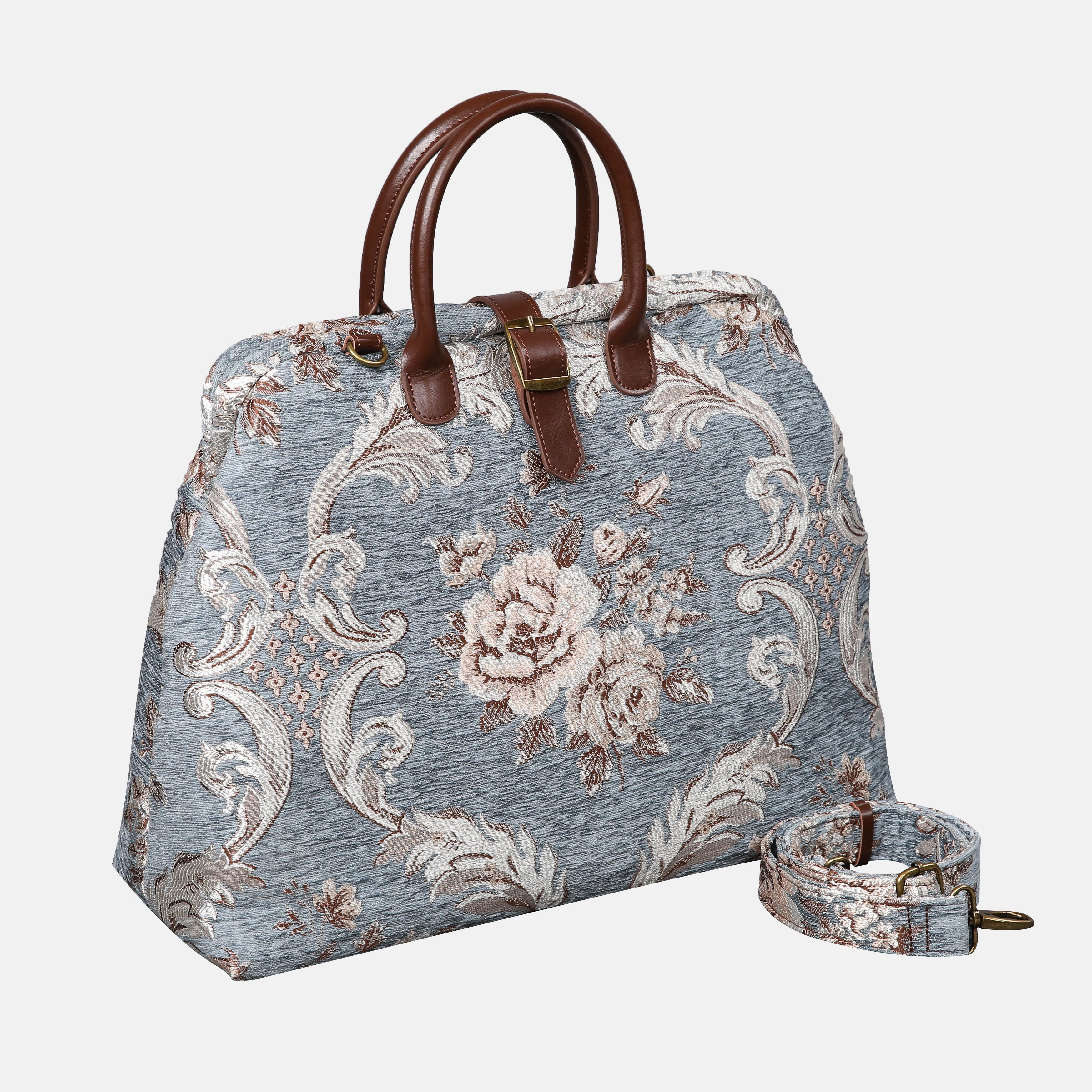 Floral Windy Blue Mary Poppins Weekender carpet bag MCW Handmade-1