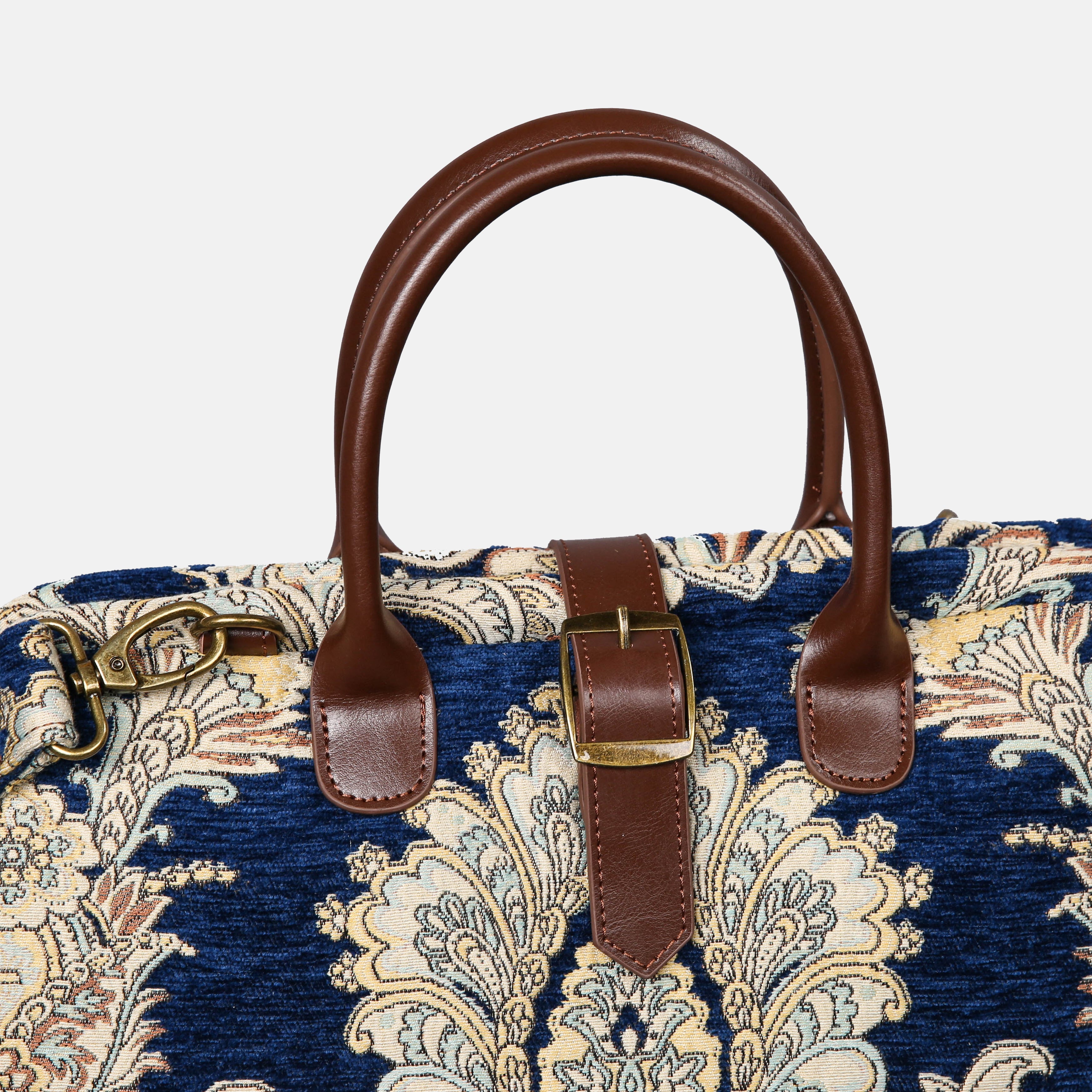 Damask Blue Mary Poppins Weekender carpet bag MCW Handmade details