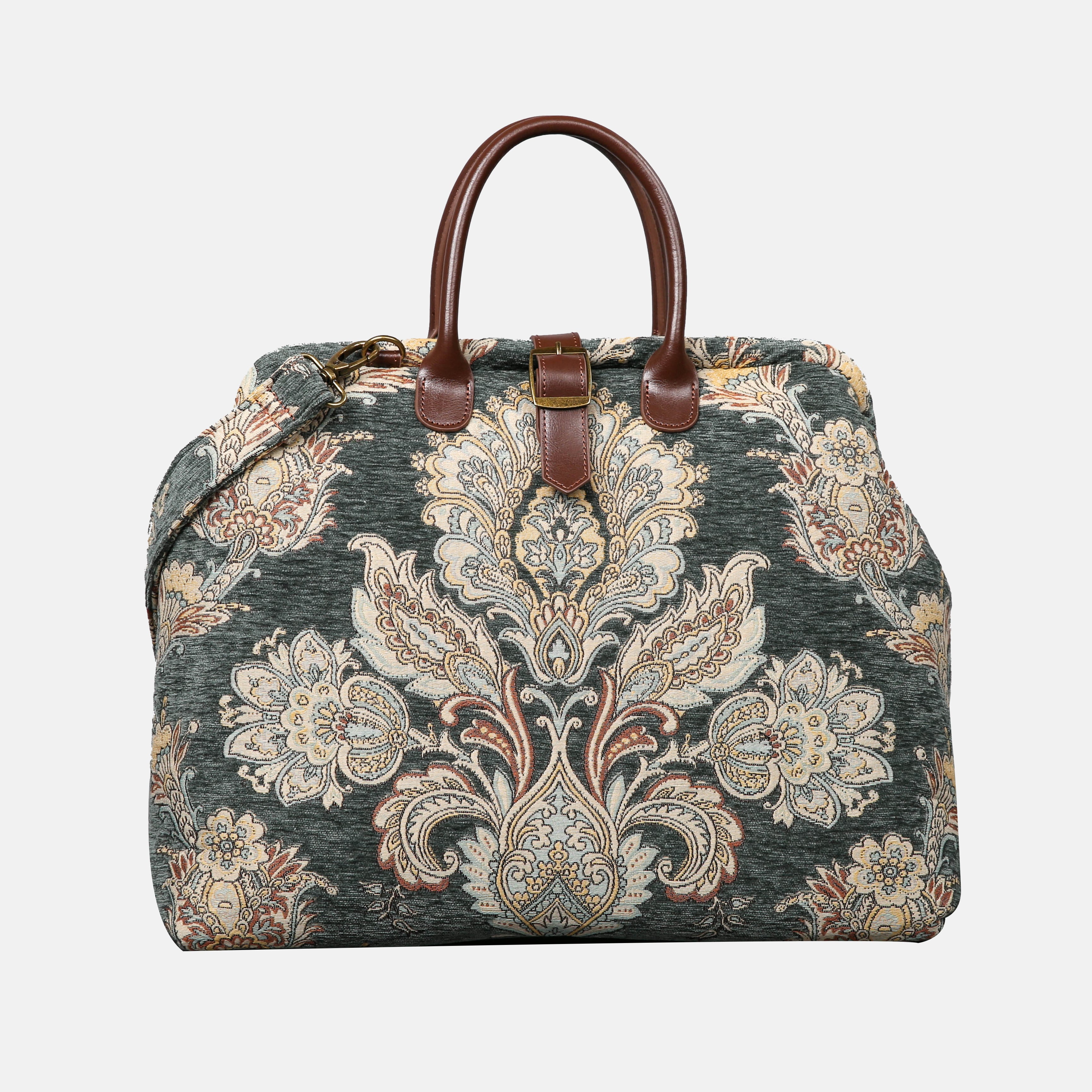 Damask Perylene Green Mary Poppins Weekender carpet bag MCW Handmade