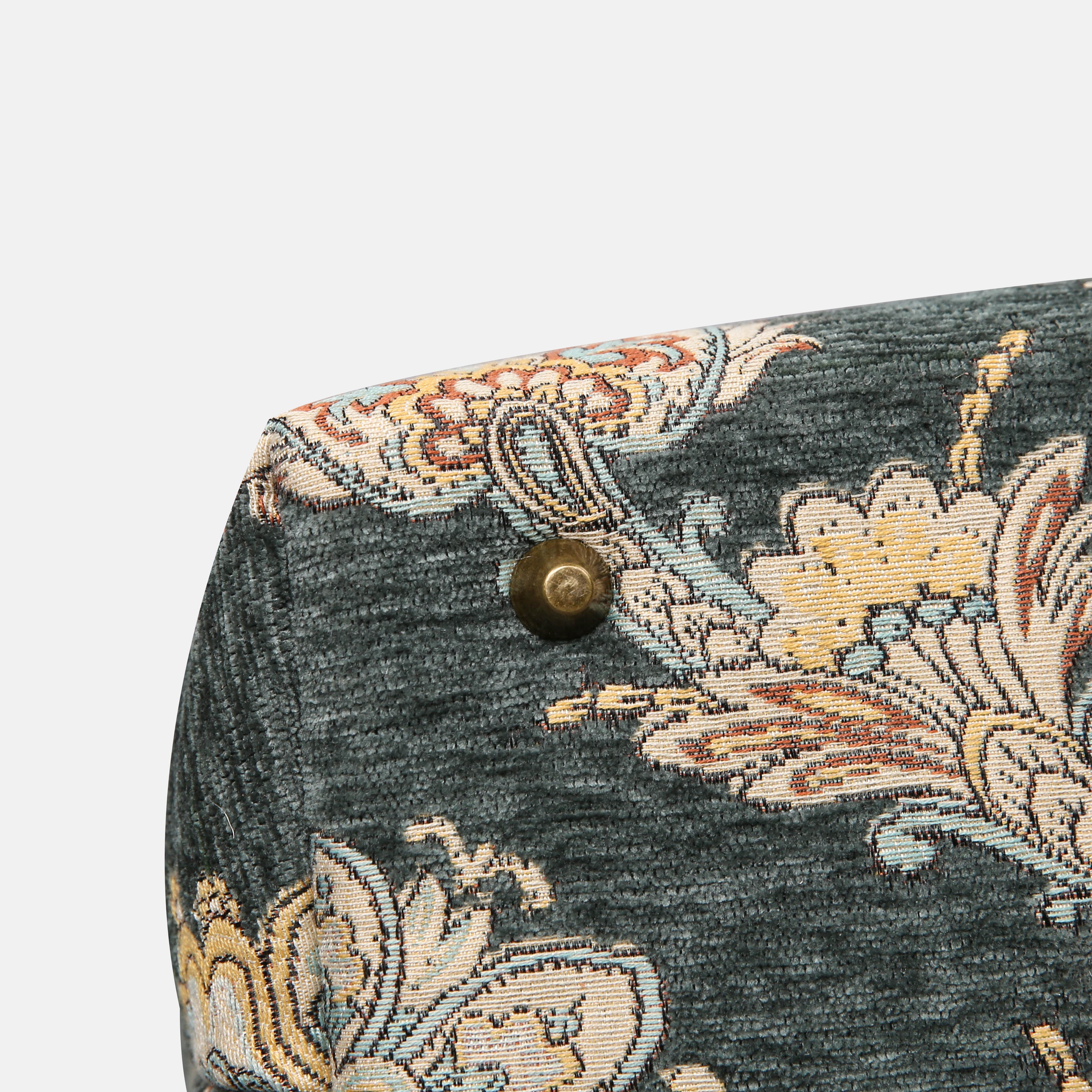 Damask Perylene Green Mary Poppins Weekender carpet bag MCW Handmade detail-2