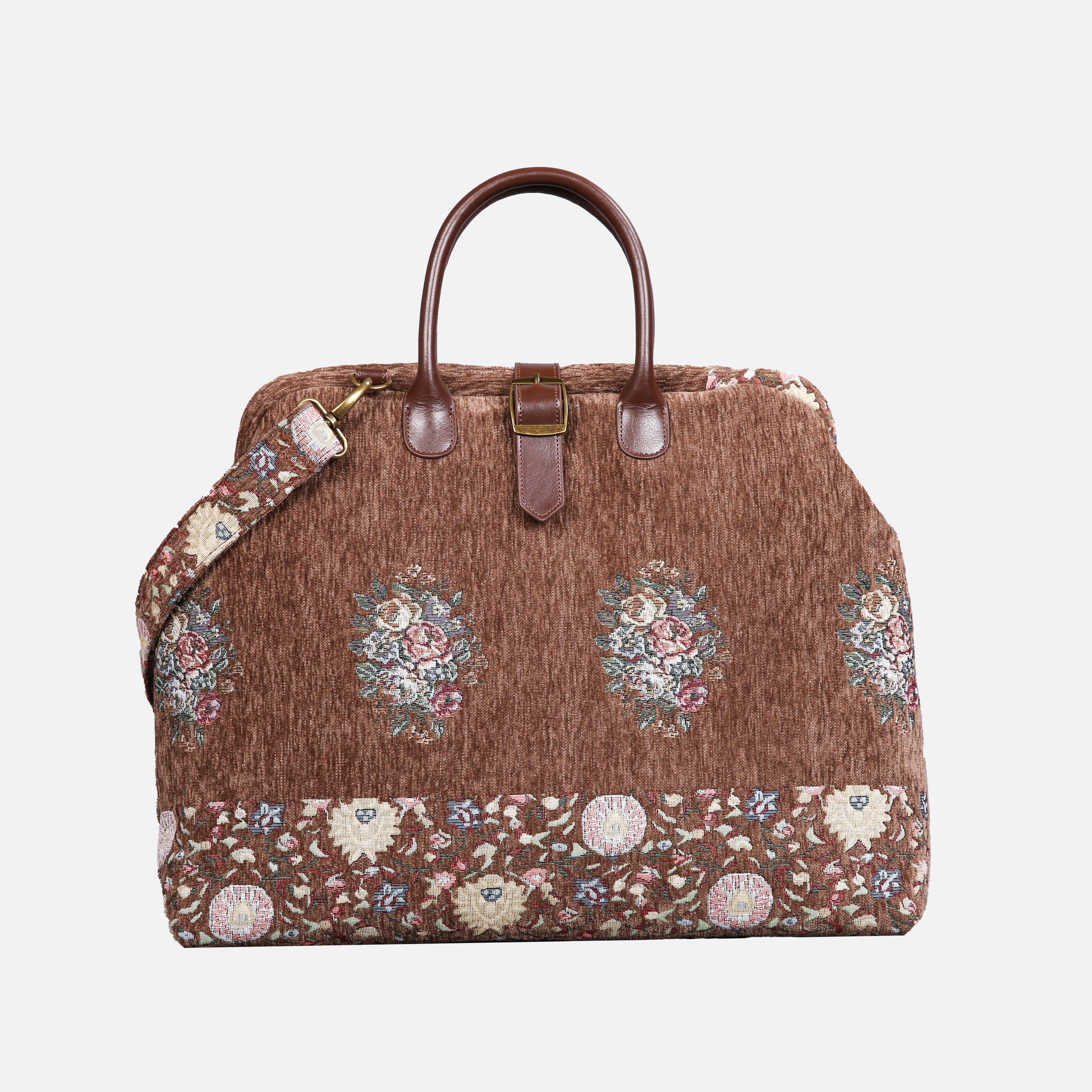 Rose Bouquet Mary Poppins Weekender carpet bag MCW Handmade Coffee