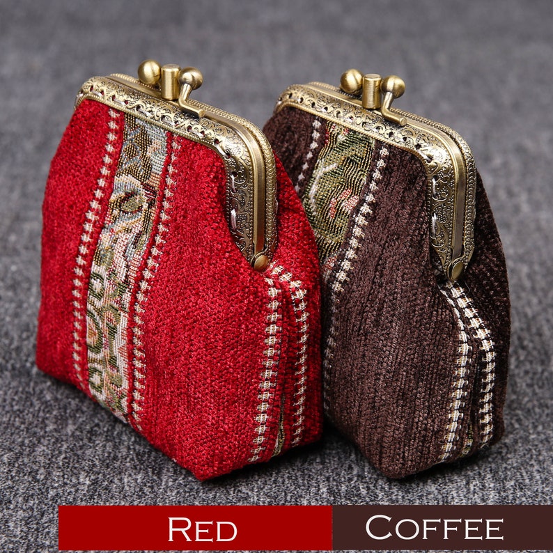 Floral Stripes Series Double Kiss Clasp Coin Purse MCW Handmade-7