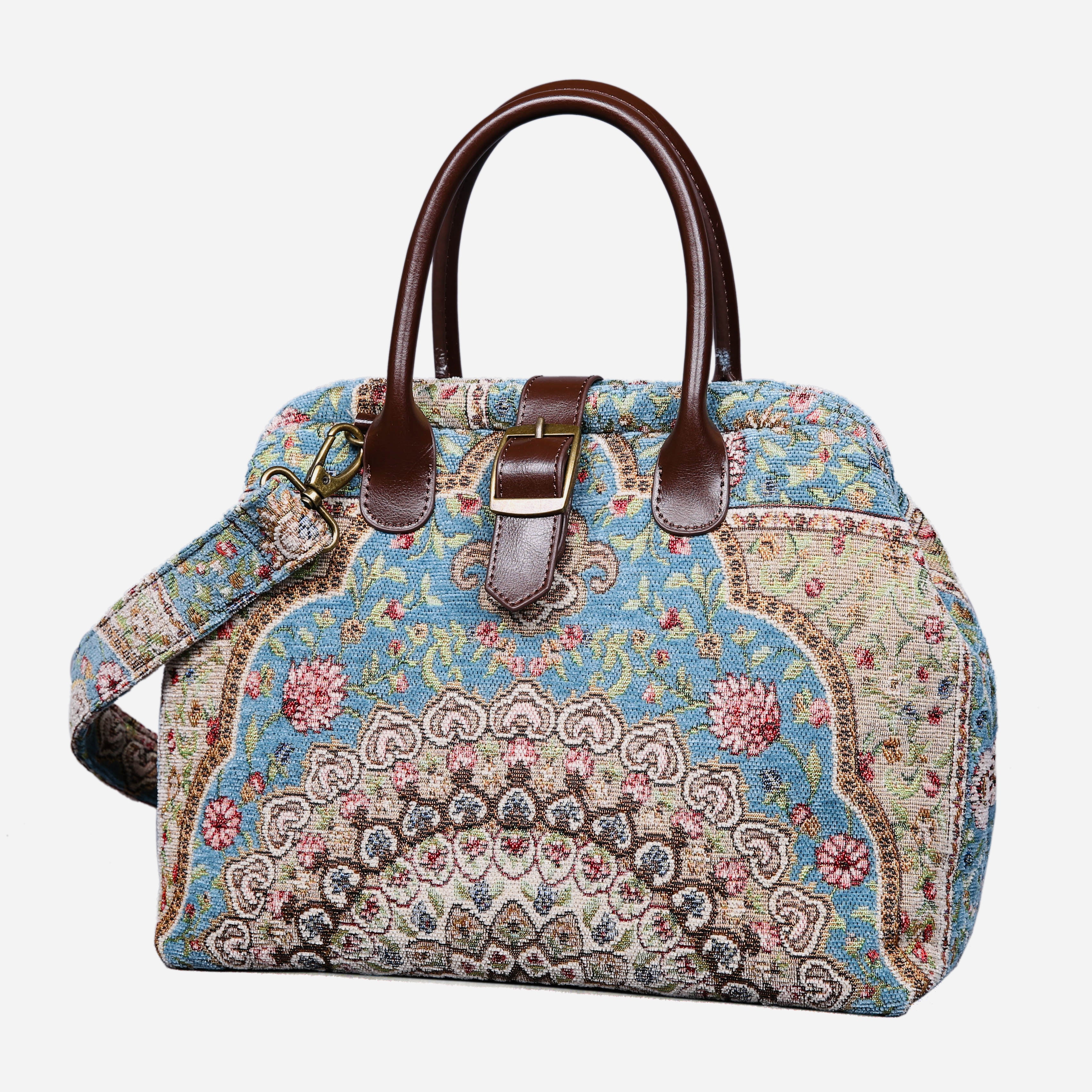 Oriental Blue Carpet Handbag Purse carpet bag MCW Handmade front