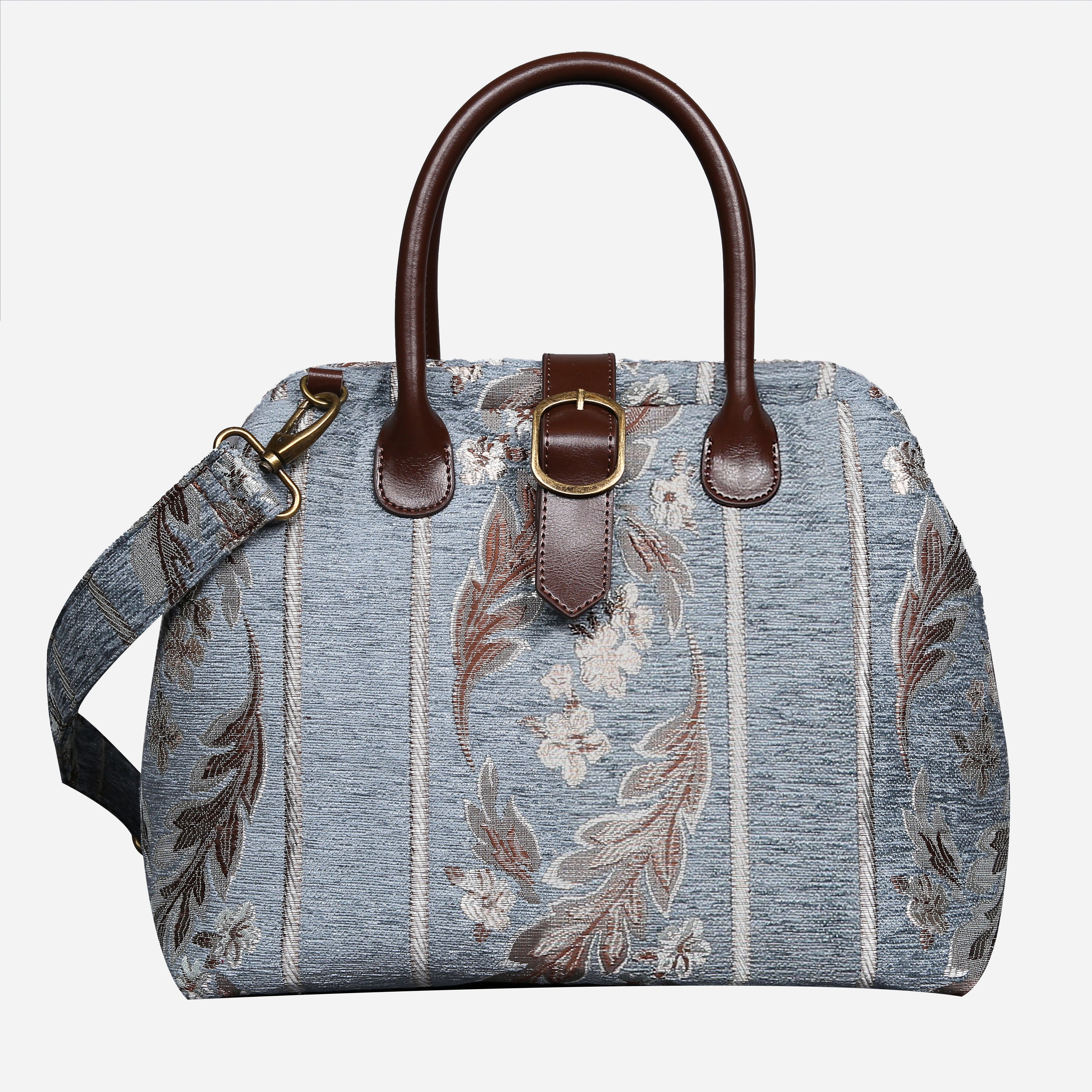 Victorian Strips Blue Carpet Handbag Purse carpet bag MCW Handmade