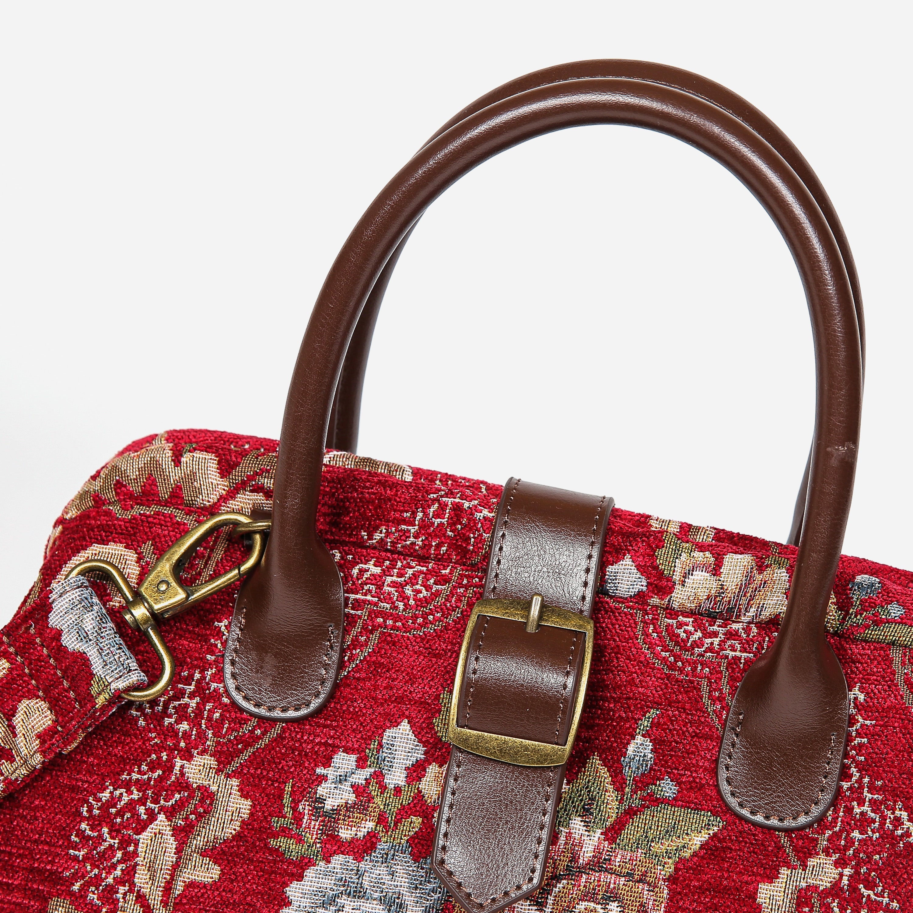 Floral Wine Carpet Handbag Purse carpet bag MCW Handmade of America buckle