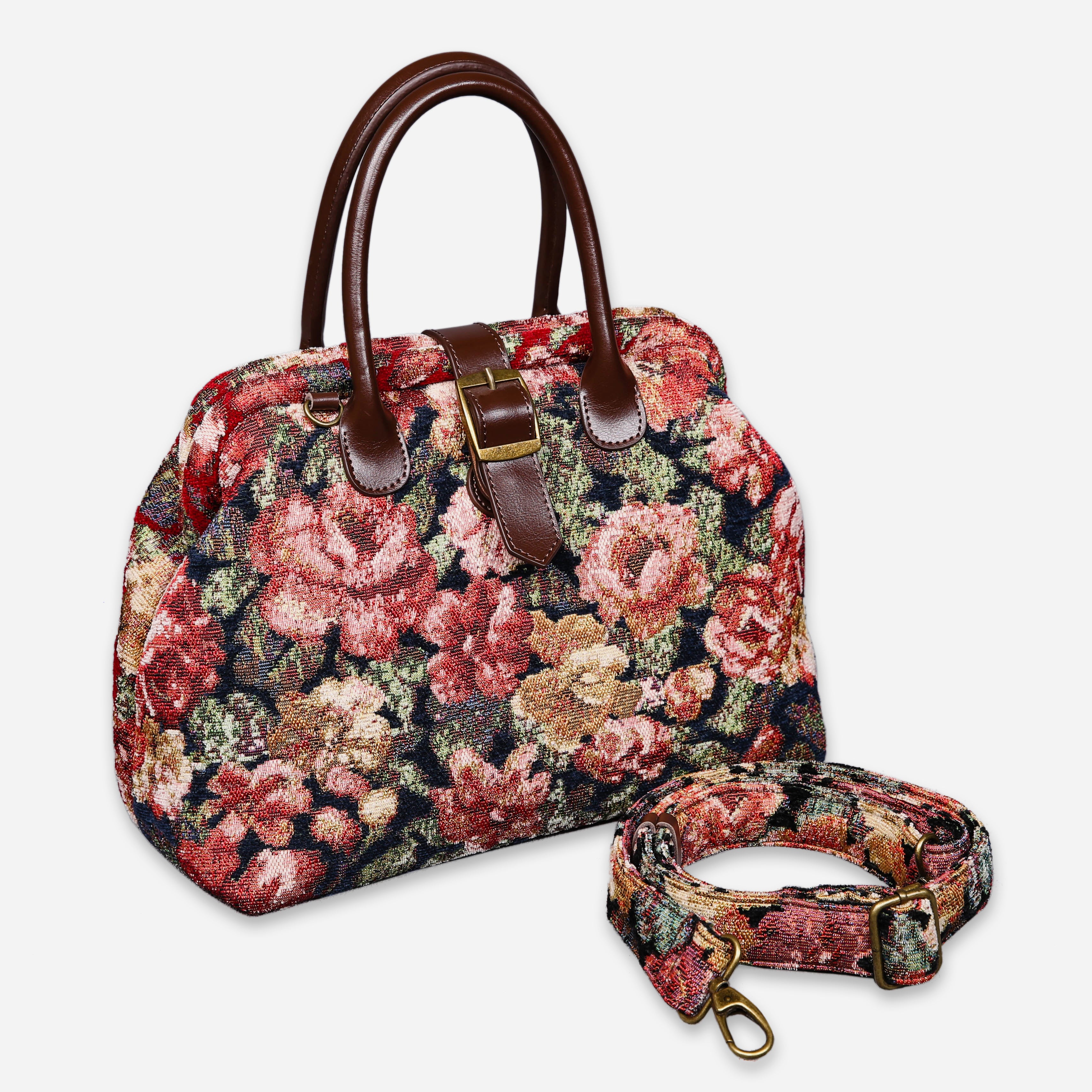 Floral Rose Carpet Handbag Purse carpet bag MCW Handmade-2