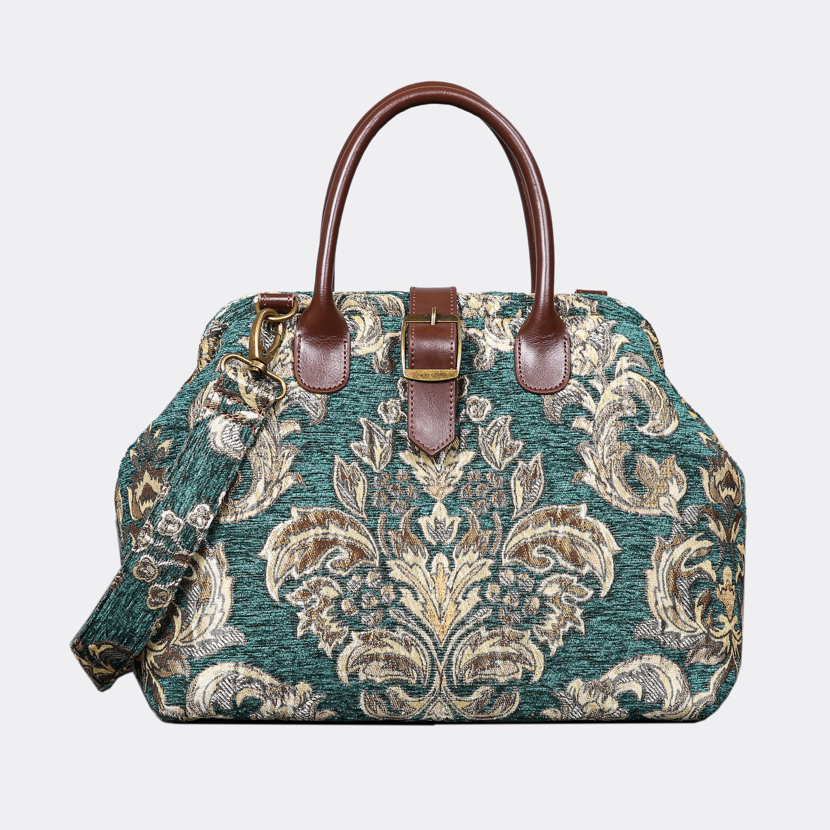 Victorian Blossom Green/Gold Carpet Handbag Purse carpet bag MCW Handmade