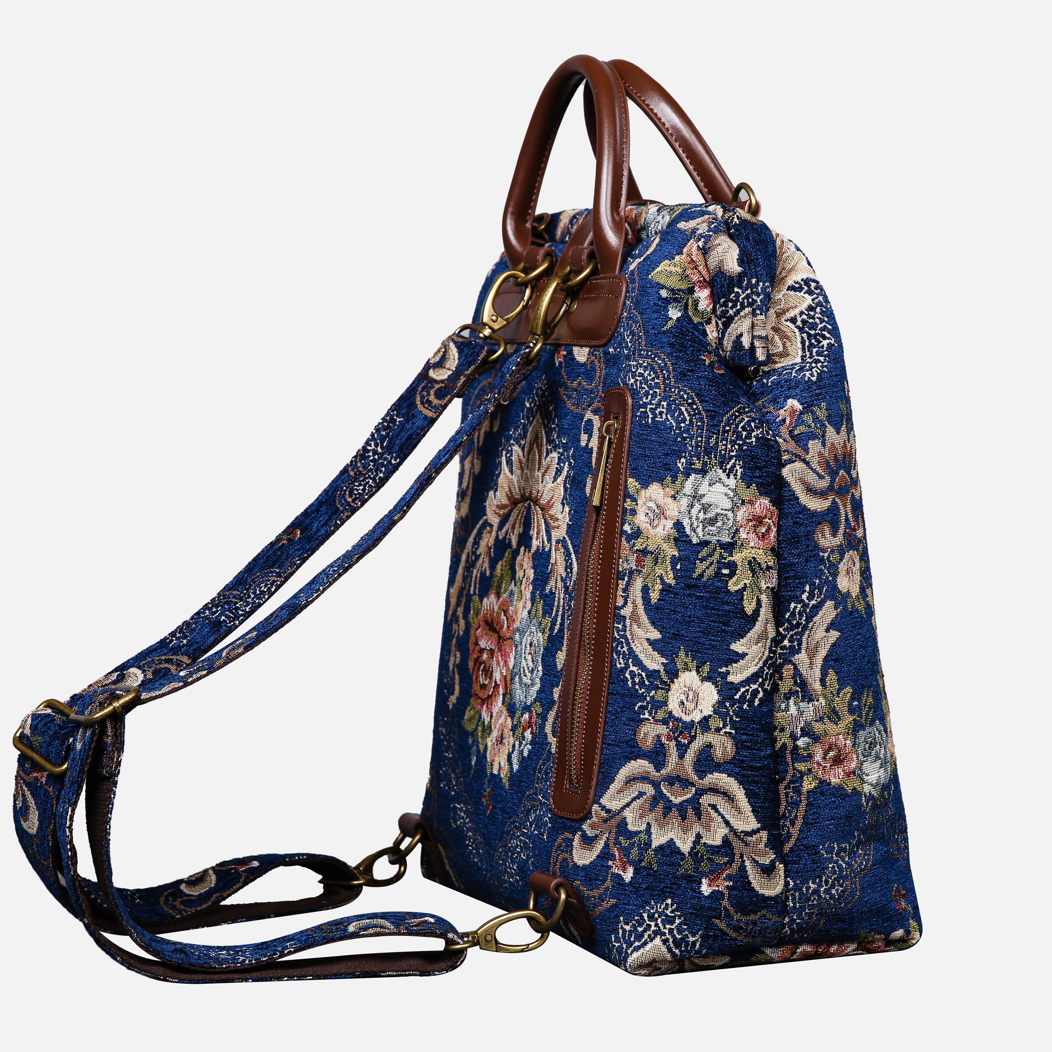 Floral Blue Carpet Laptop Backpack MCW Handmade-4