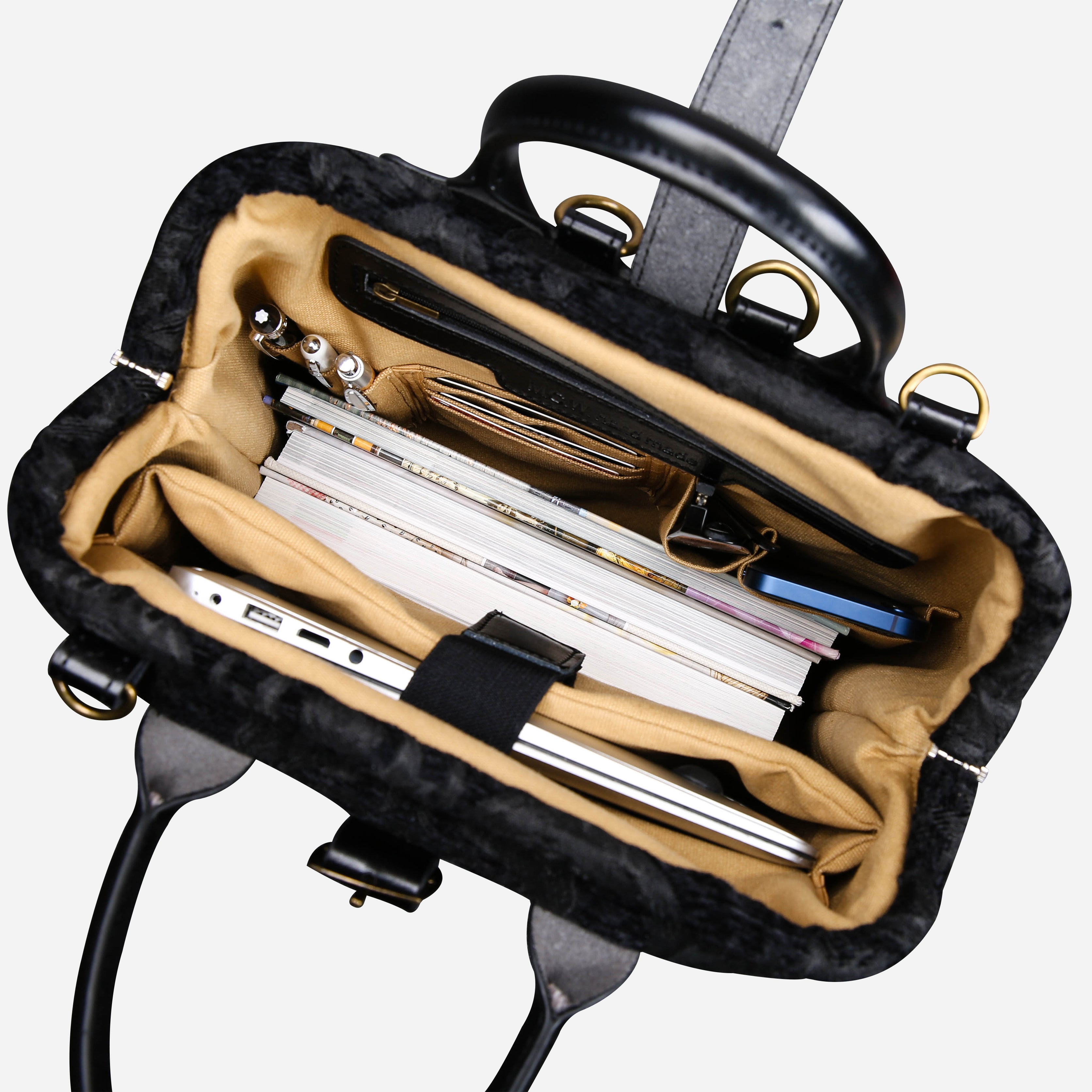 Victorian Blossom BLK/BLK Carpet Laptop Backpack MCW Handmade-3