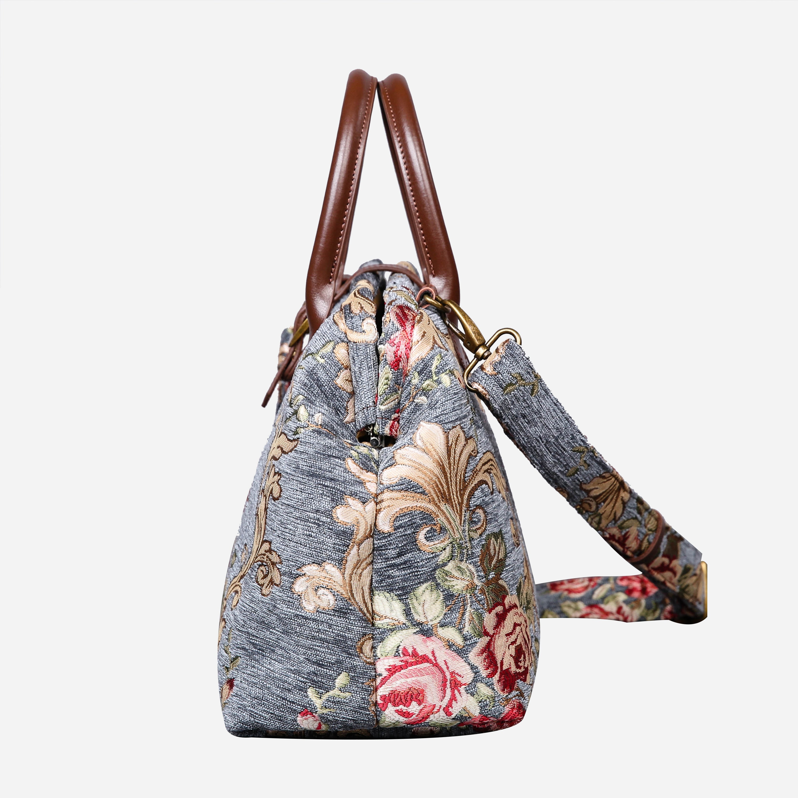 Baroque Garden Grey Carpet Handbag Purse carpet bag MCW Handmade-4