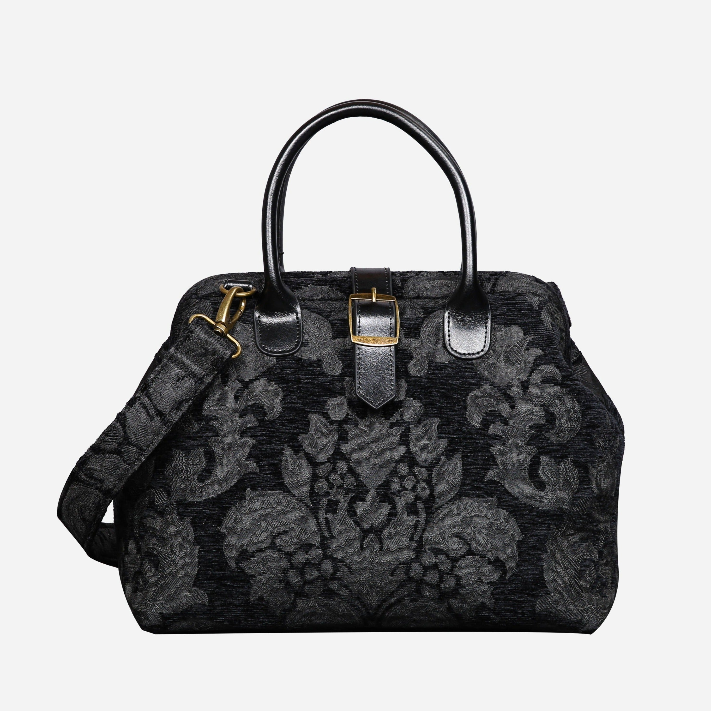 Victorian Blossom BLK/BLK Carpet Handbag Purse carpet bag MCW Handmade