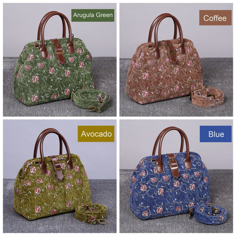 Climbing Rose Carpet Handbag Purse carpet bag MCW Handmade-4
