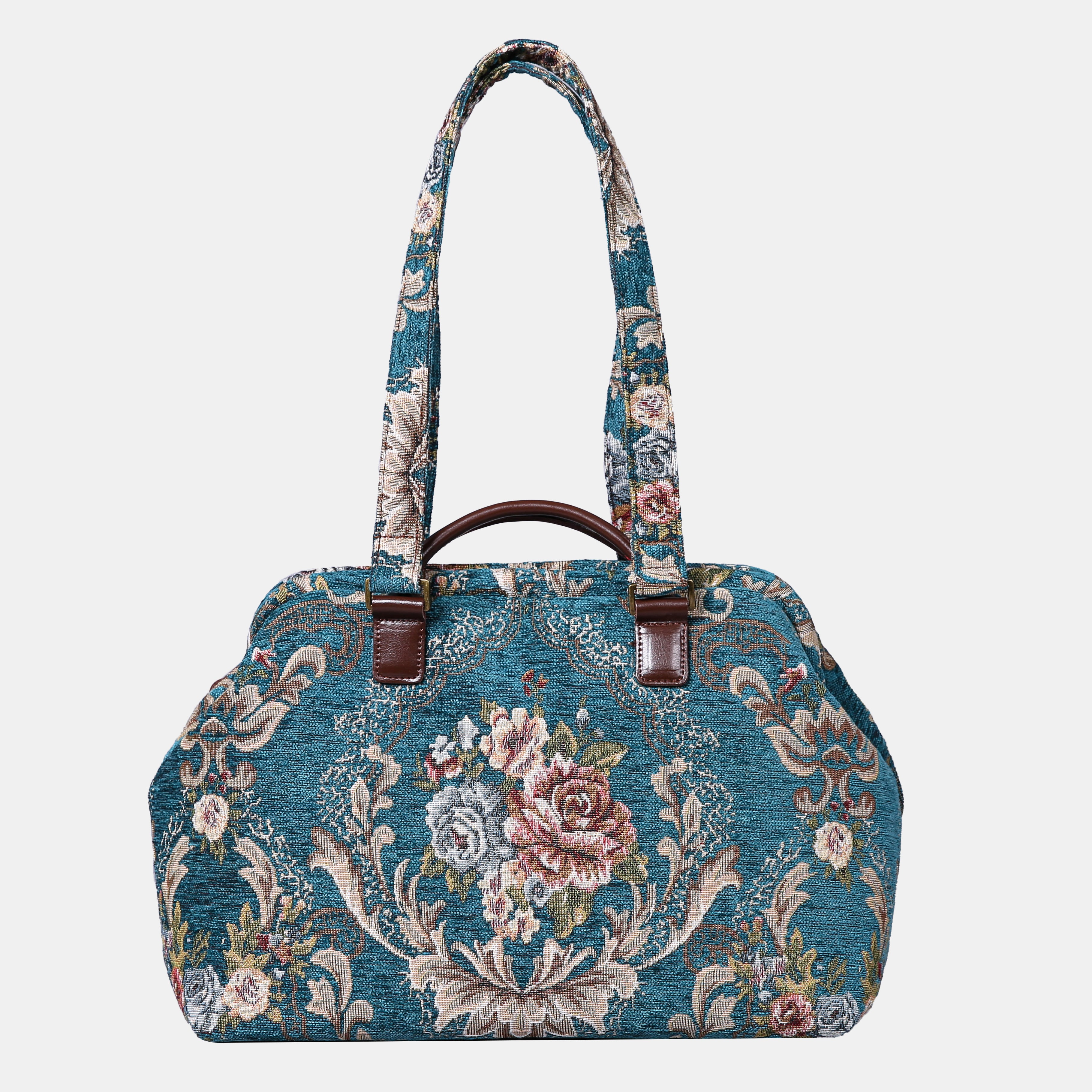 Floral Teal Knitting Project Bag MCW Handmade-5