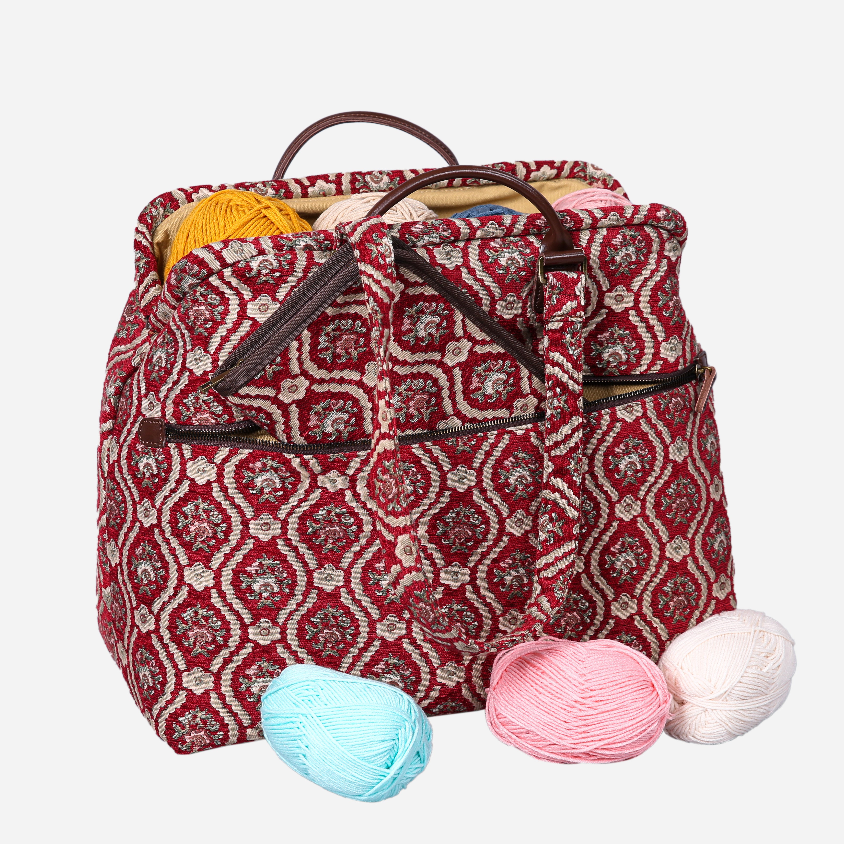 Traditional Red Knitting Project Bag MCW Handmade-1