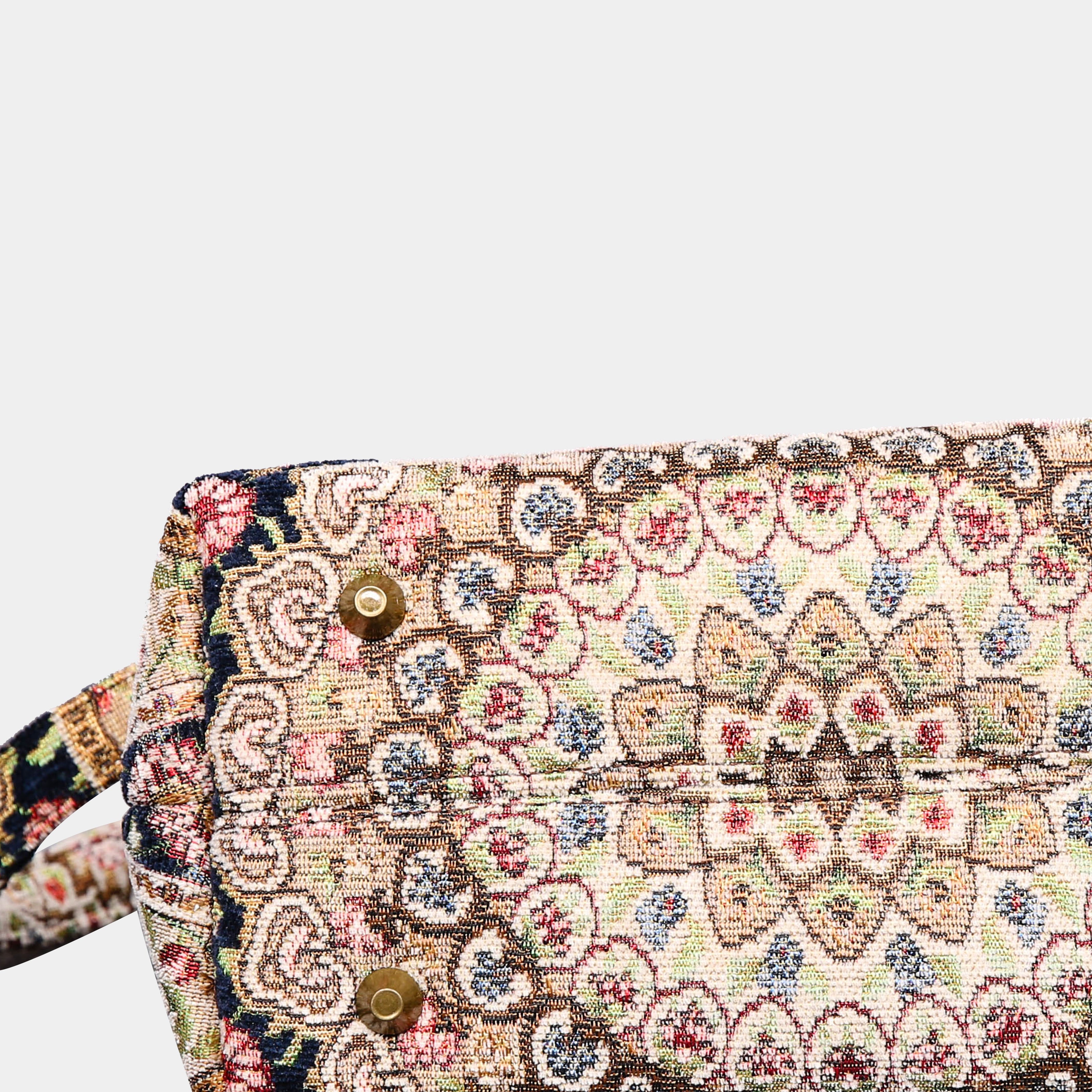 Oriental Navy Carpet Satchel carpet bag MCW Handmade of America bottom