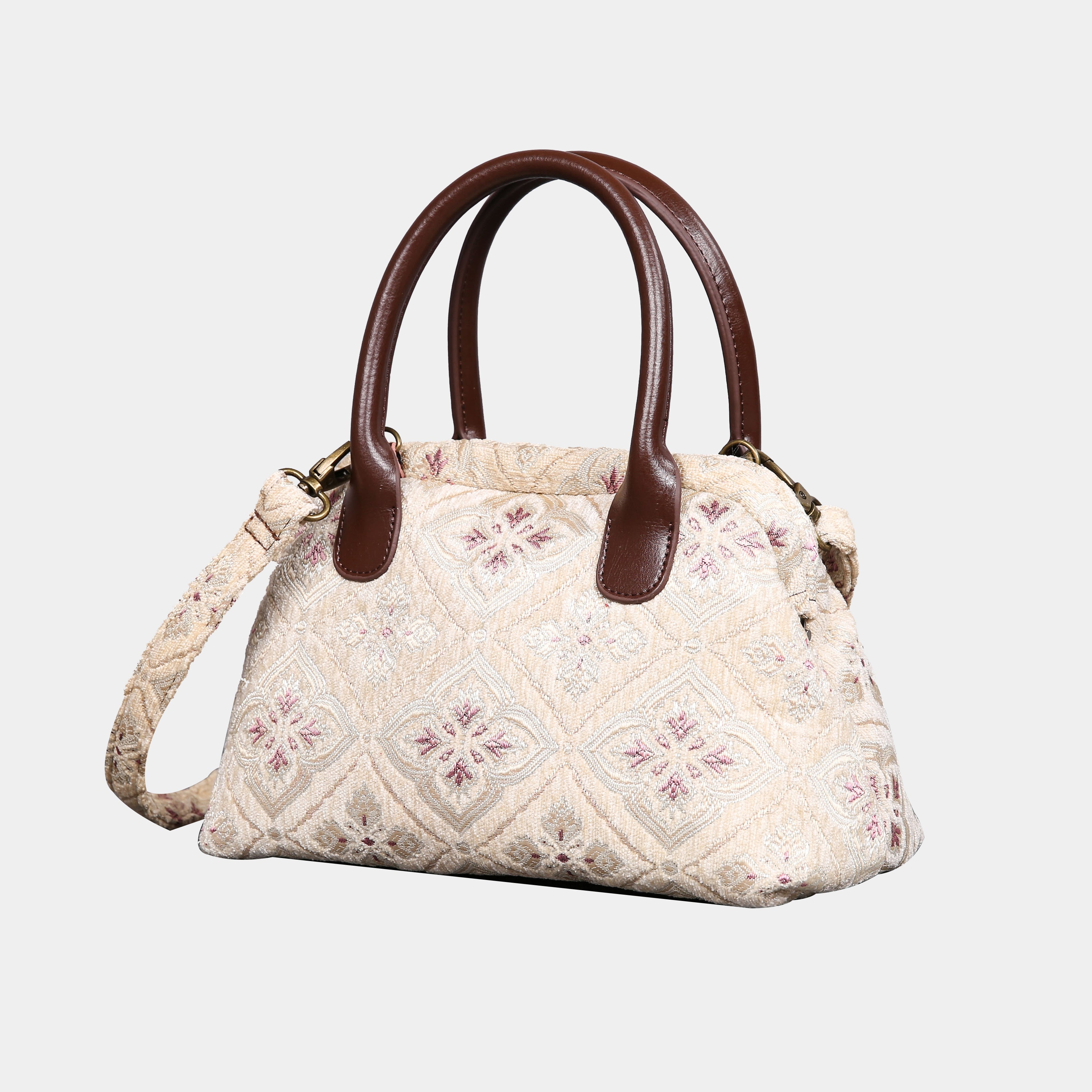 Ethnic Cream Carpet Satchel carpet bag MCW Handmade-2